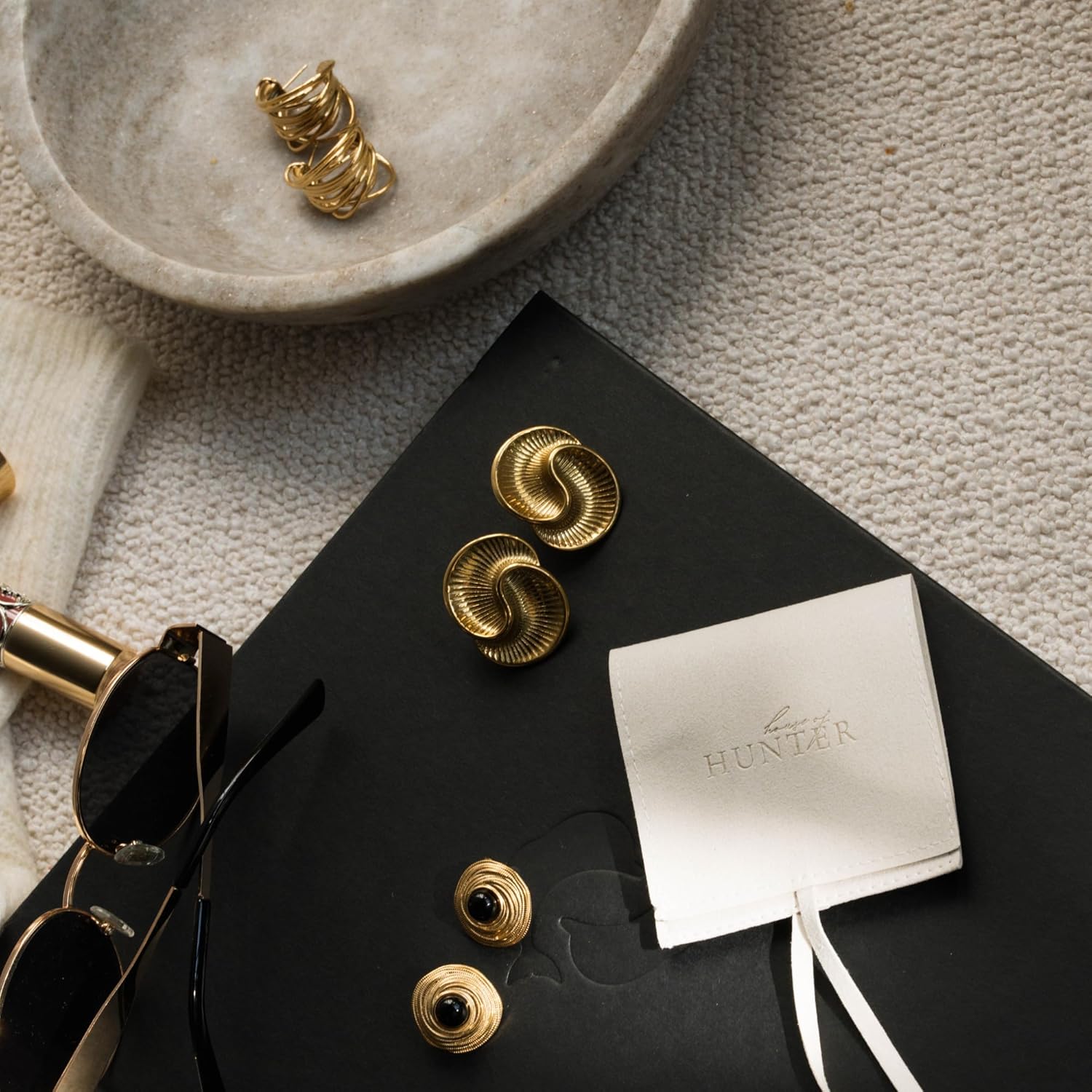 Gold Chunky Statement Earrings – Bold Retro-Inspired Fashion Jewelry for Women - Image 6