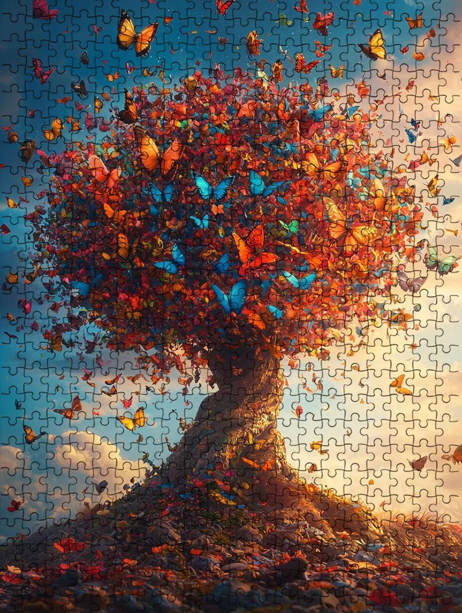 Puzzle 1000 sztuk, puzzle z motywem motyla dla dorosłych 1000, puzzle klasyczne edukacyjne, drewniane puzzle, niemożliwe wyzwanie, do dekoracji ścian domu, prezent BXHZW1-396