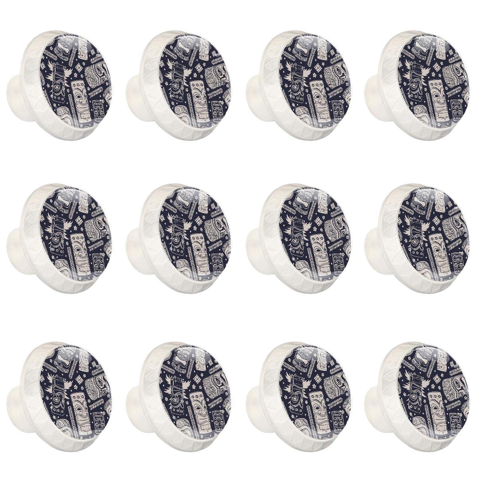Poignées de commode Aloha Tiki - 12 boutons de cuisine ronds et décoratifs pour meuble à tiroirs