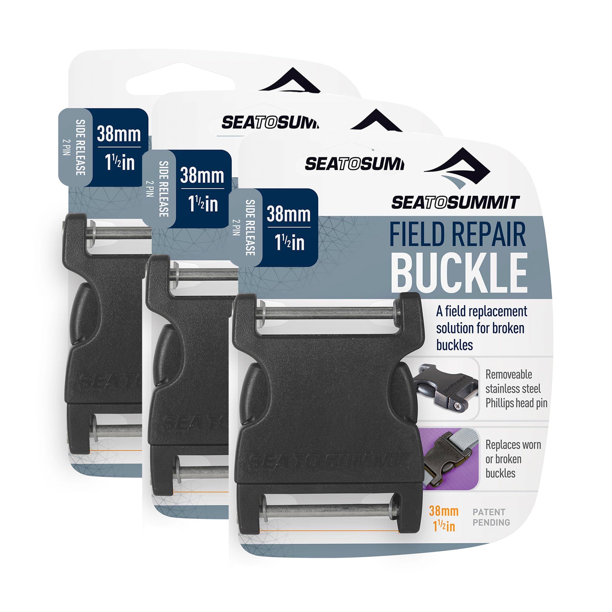Field Repair Buckle - Side Release, 2 Pin, 3-pack