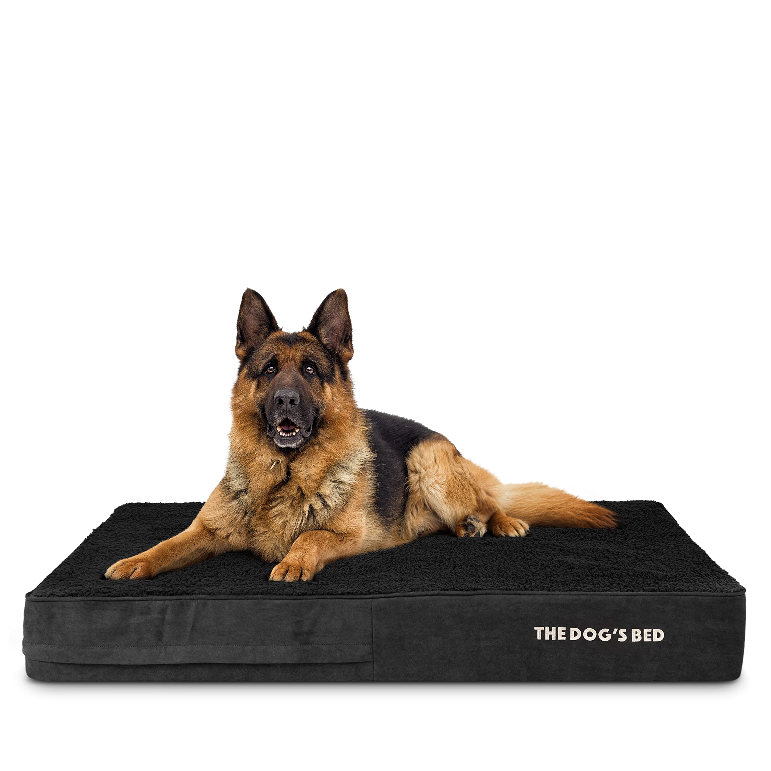 View of The Dog’s Bed Orthopedic Memory Foam Dog Bed, XL Black Plush, Pain ...