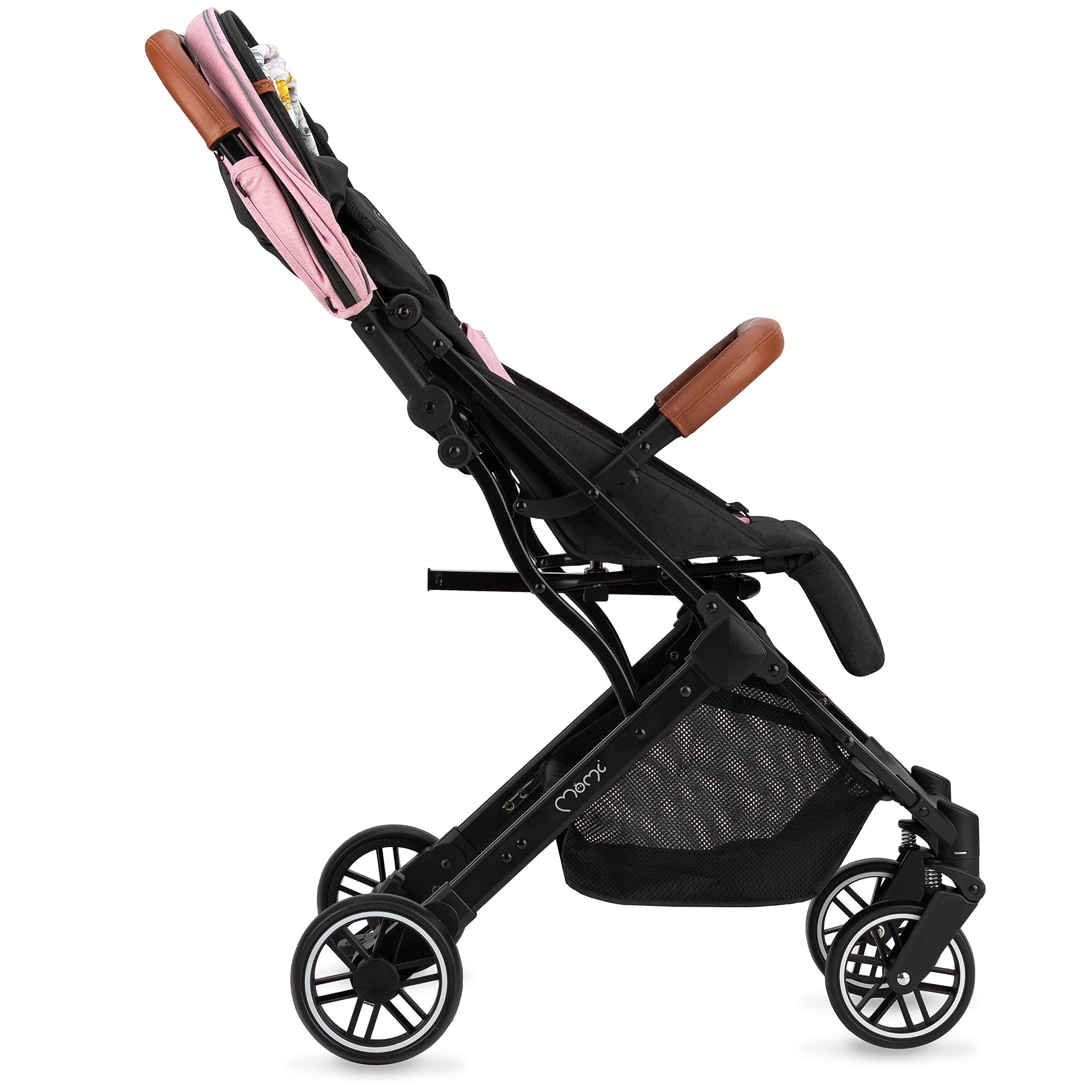 MoMi ESTELLE Silla de Paseo Ligera y Plegable, Carrito de Bebé Compacto con Respaldo Reclinable, Arnés Ajustable de 5 Puntos, Capota Protectora, Gran Cesta de Almacenaje, desde 6 Meses hasta 15 kg