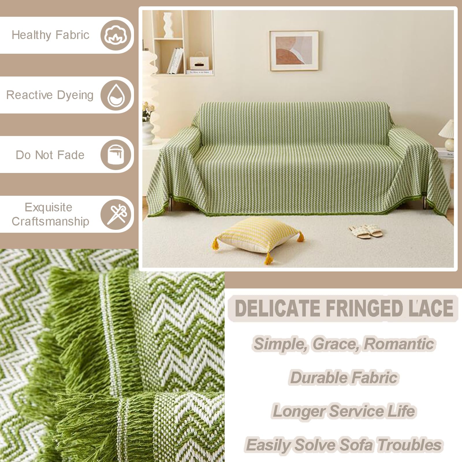 Plaids Jeté De Canapé Simple 1 2 3 4 Places Housse De Canapé Anti-PoussièRe Couverture De Canapé Polyvalente d'angle/Forme De L/U pour Protection De Meuble/Chat Anti-Rayures(180X340cm,White)