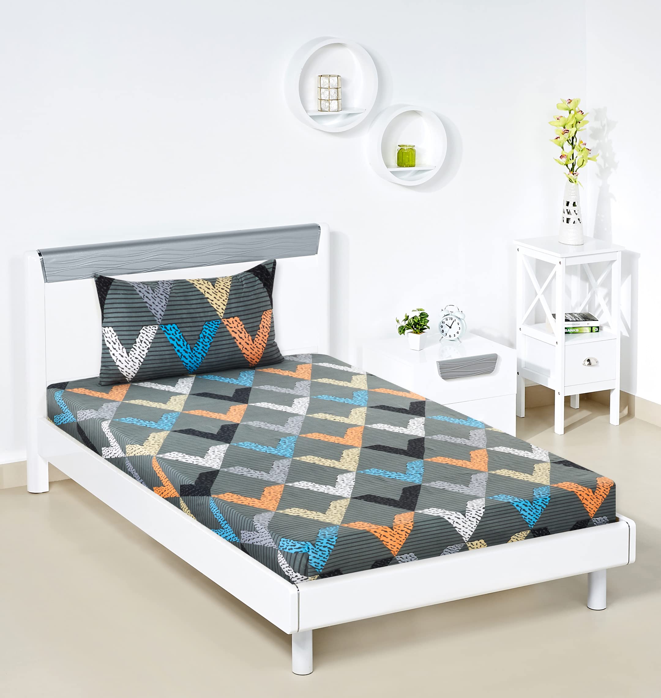 Amazon Brand - Solimo Polyester Kaleidoscope Siesta Single Bedsheet with 1 Pillow Cover, Multicolor, 120 GSM, 144 Tc (B0BSH38M9V) Amazon Price History, Amazon Price Tracker