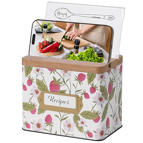 Cabbrix Recipe Box with 50 Cards and 24 Dividers, 4x6