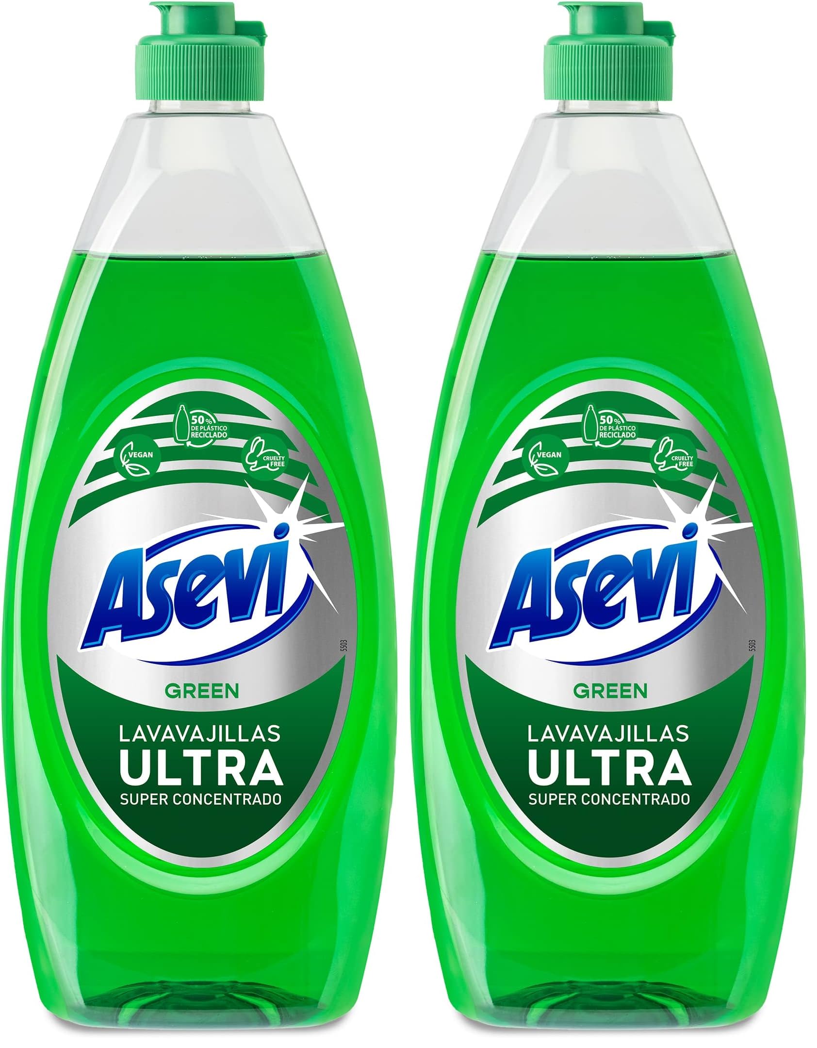 Asevi Ultra Green Hand Liquid Dishwasher - Superconcentrated Manual Dishwasher Detergent - Advanced Degreasing Power - Easy Rinse - Gentle on Hands - Citrus Perfume - 650 ml
