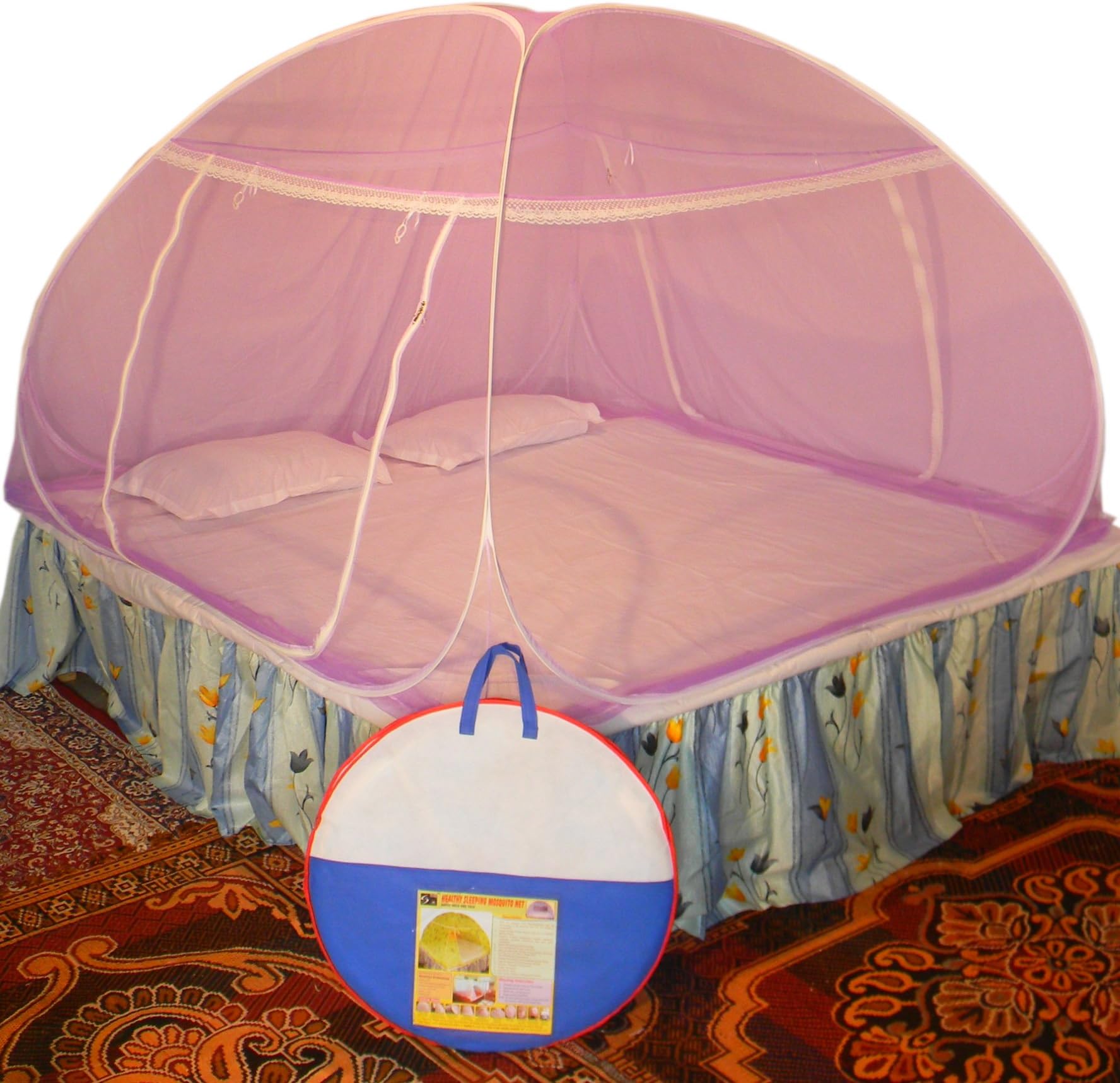Healthy Sleeping Foldable Polyester Double Bed Mosquito Net (Voilet)