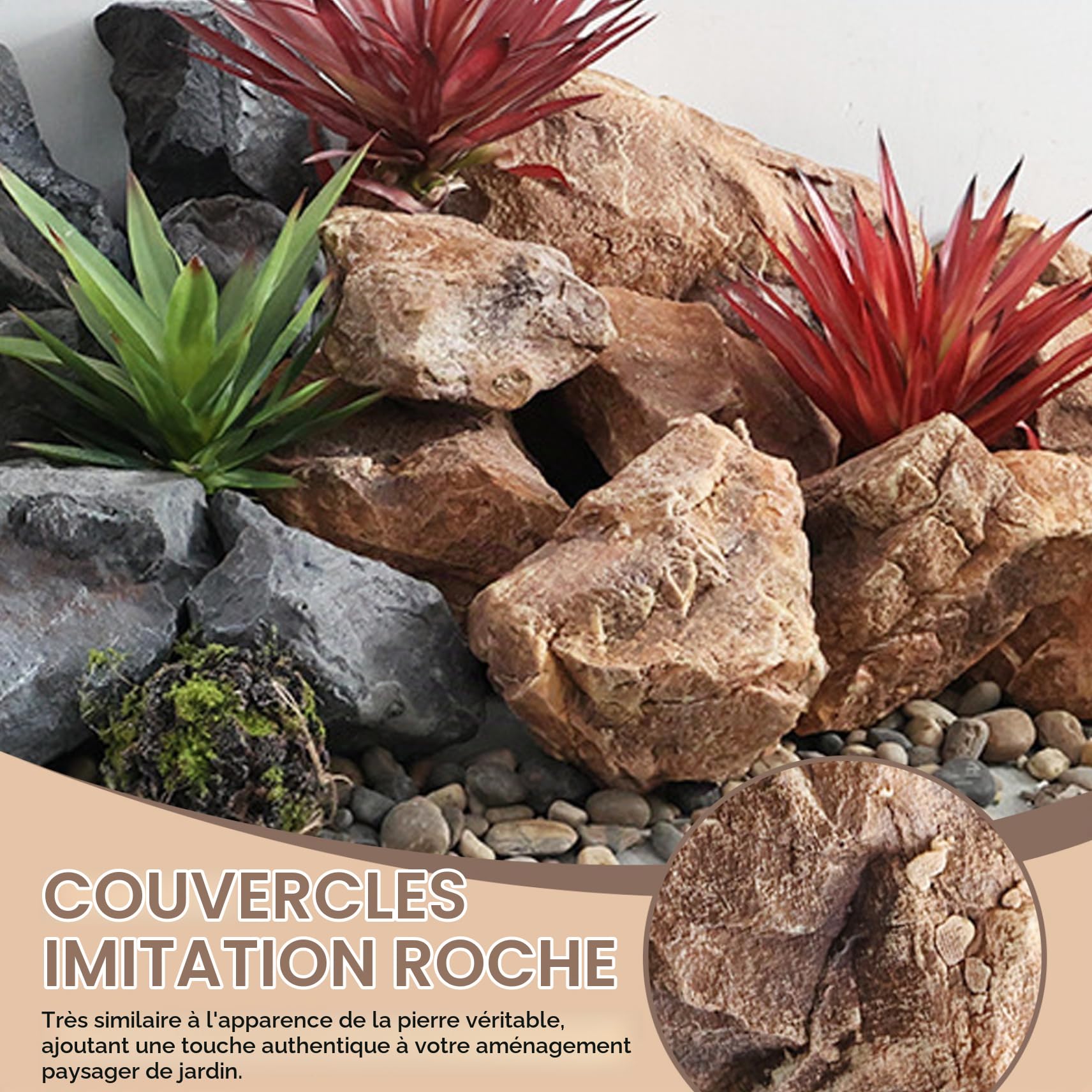 Paysage rocks faux rock grès rock rock rock puam rochers artificiels texture naturelle réaliste fausse roche polyvalente couvertures rock pour aménagement paysager style de couverture de pompe 2