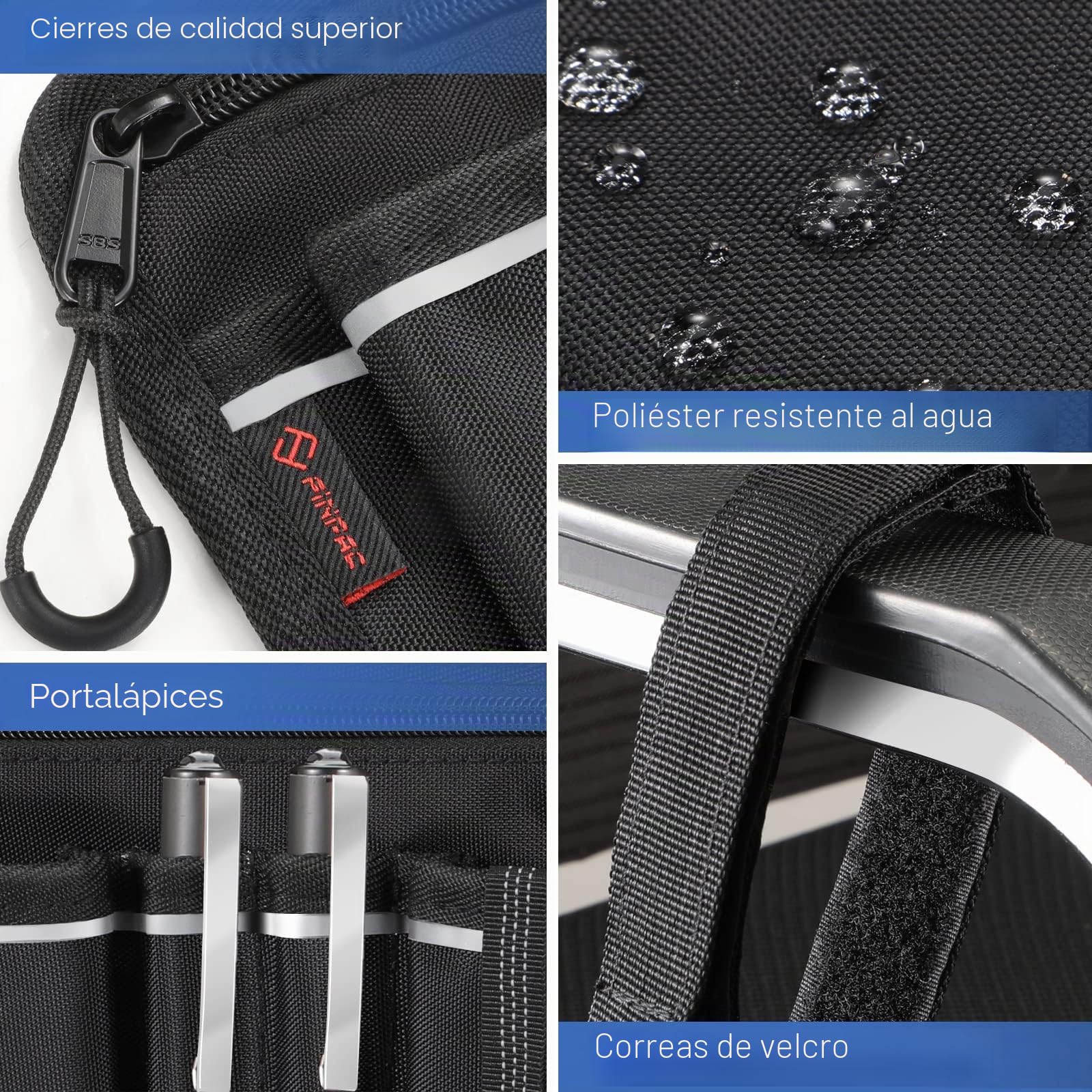 FINPAC Bolsa de Andador con Soporte para Bolígrafo, Plegable Silla de Ruedas Estuche con Tiras Reflectantes, Organizador de Accesorios para Walkers, Mobility Scooters, Rollators, (Negro)