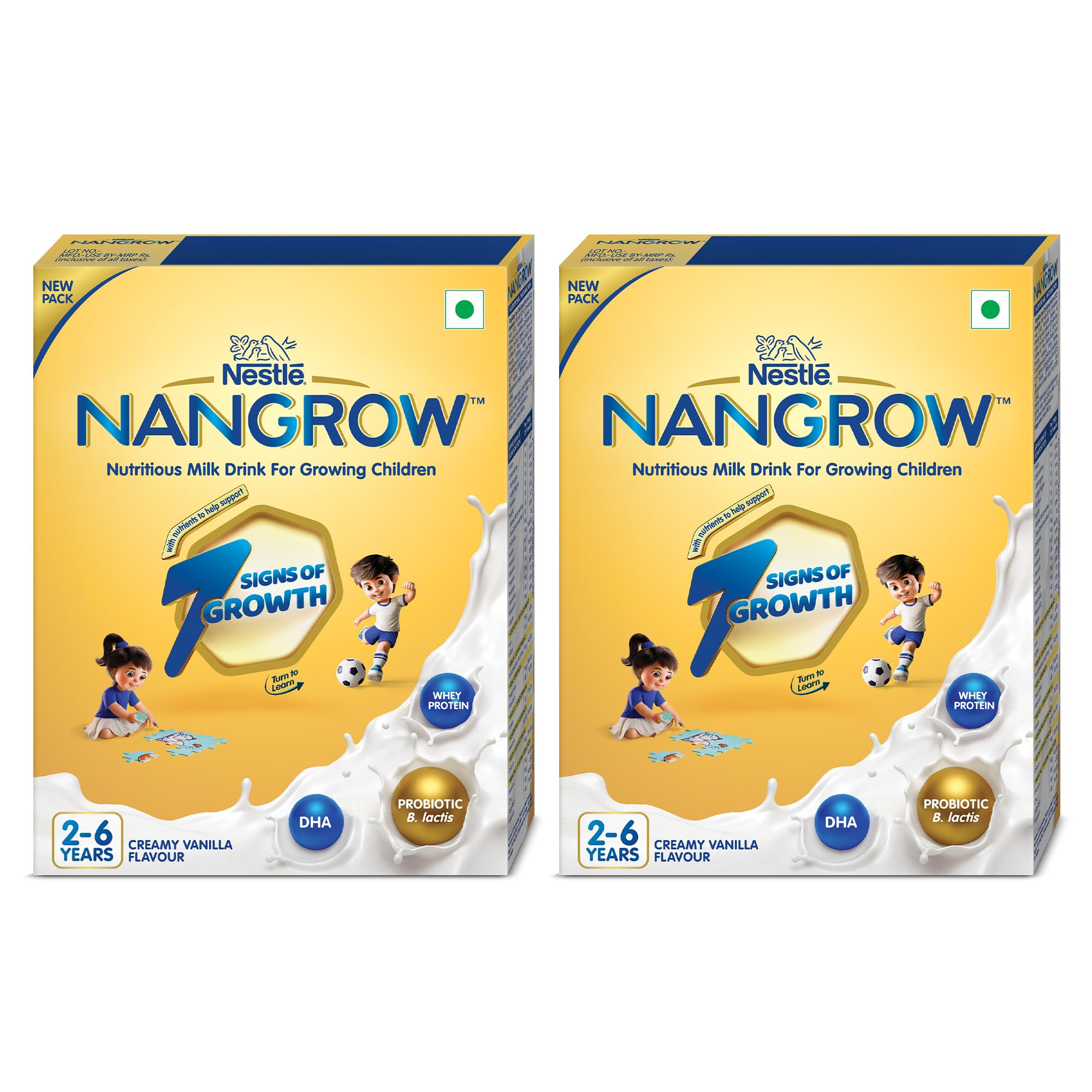 Nangrow Nestlé Nutritious Milk Drink for Growing Children | Creamy Vanilla Flavor | Contains DHA | Rich in Protein & Vital Nutrients | Zero Sucrose Recipe | 400g, Pack of 2 (Package May Vary)-image-28
