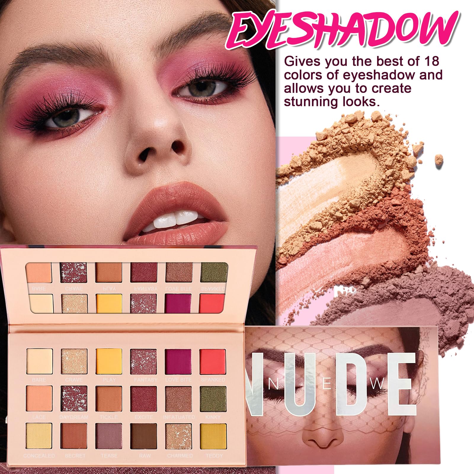 Kit completo de maquillaje para mujeres, kit completo de maquillaje para principiantes, juegos de regalo para adolescentes y niñas, todo en uno, paquete de maquillaje a granel que incluye paleta de 3