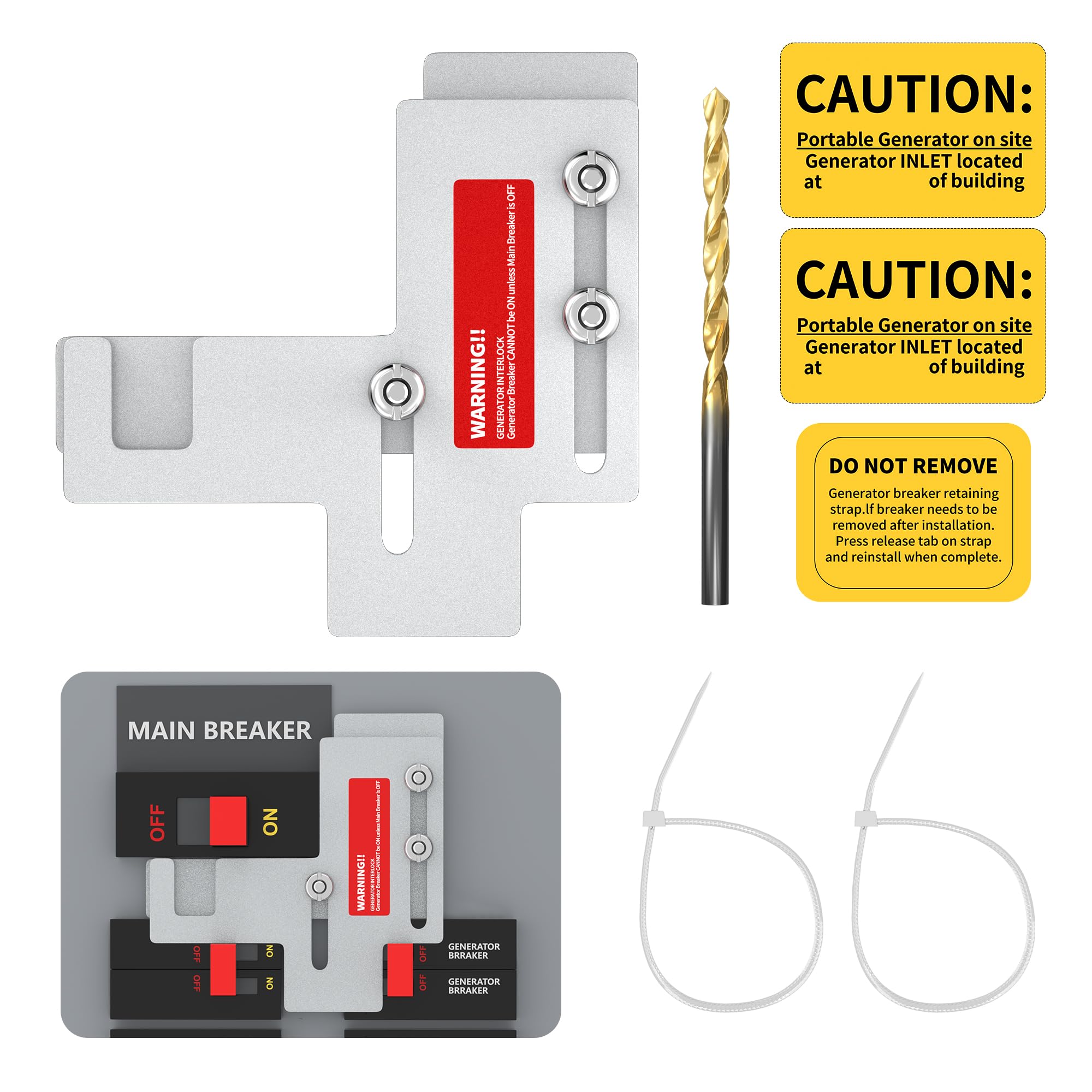 Generator Interlock Kit Compatible with Siemens or Murray 150 Amp or 200 Amp Panels, Interlock Kit with 7/8 to 1 1/4 Inch Spacing Between Main and