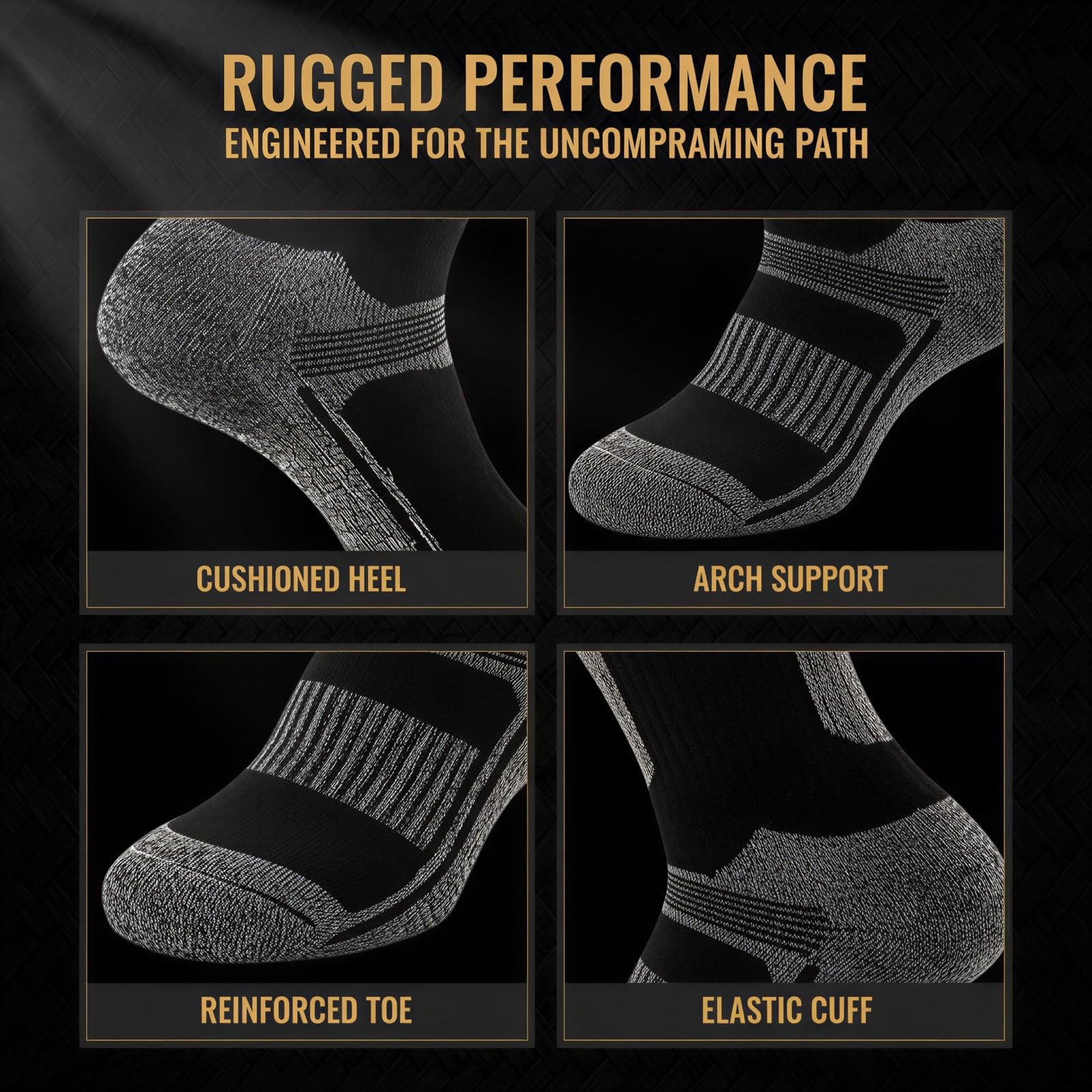 Chaussettes de randonnée pour homme, lot de 12 paires, chaussettes de sport outdoor rembourrées pour trekking, course, basket-ball et football, modèle crew à évacuation de l’humidité