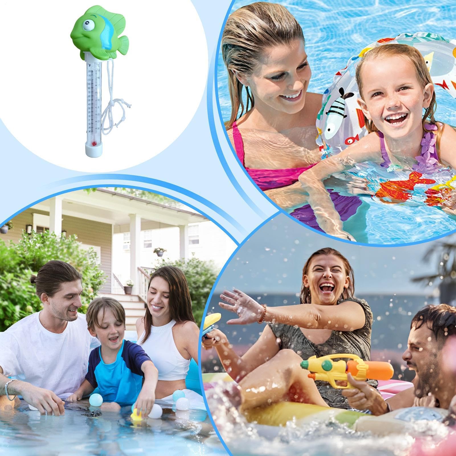 Termometro Acqua Piscina, Simpatico Termometro Ambiente Interno, Piscina Gallegiante Leggibile Facile