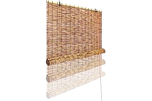 Reed Curtain Roller Shades, Retro Natural Roll Up Window Blinds for Outdoor and Indoor