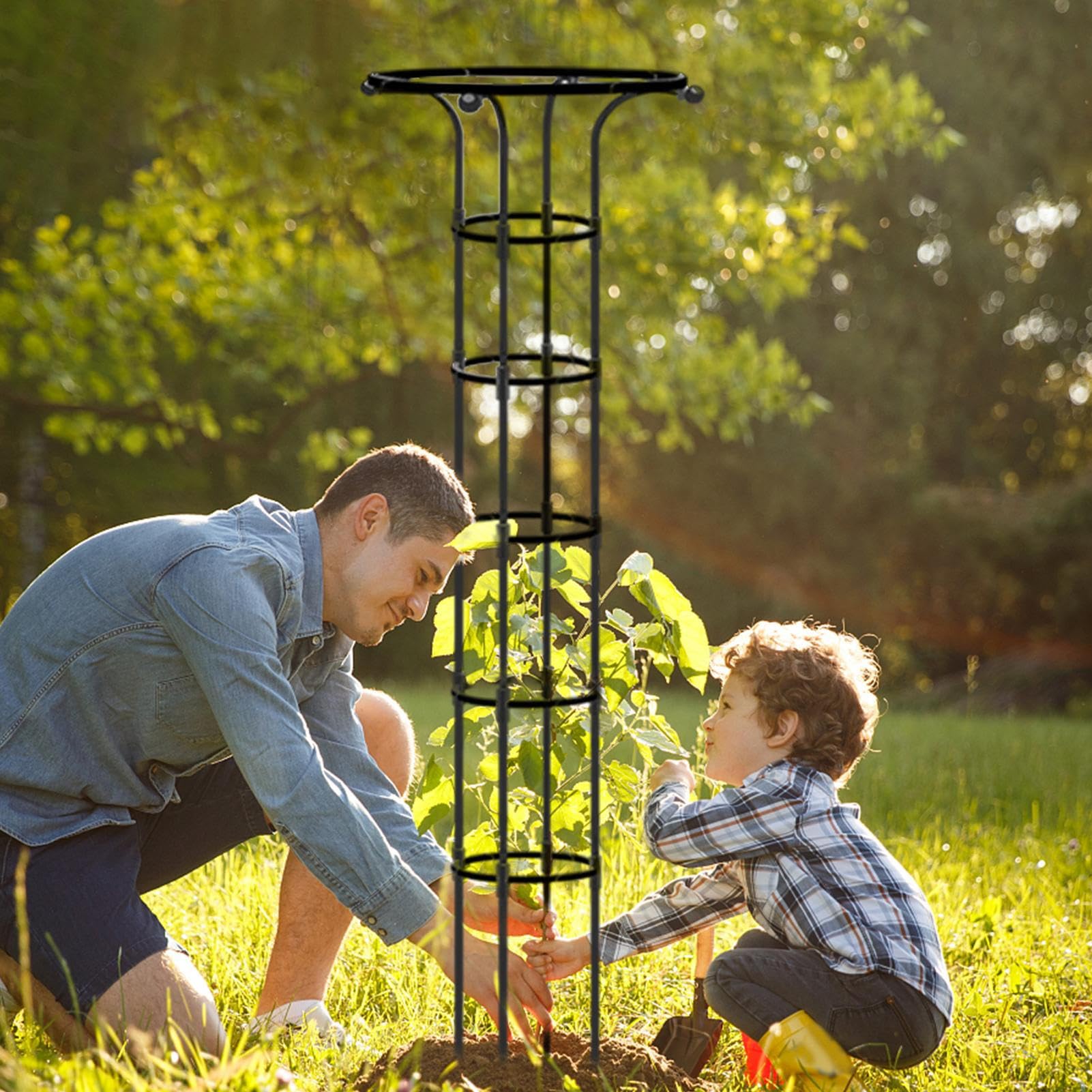 Obélisque de Jardin en Tubes en Acier pour Plants Grimpantes