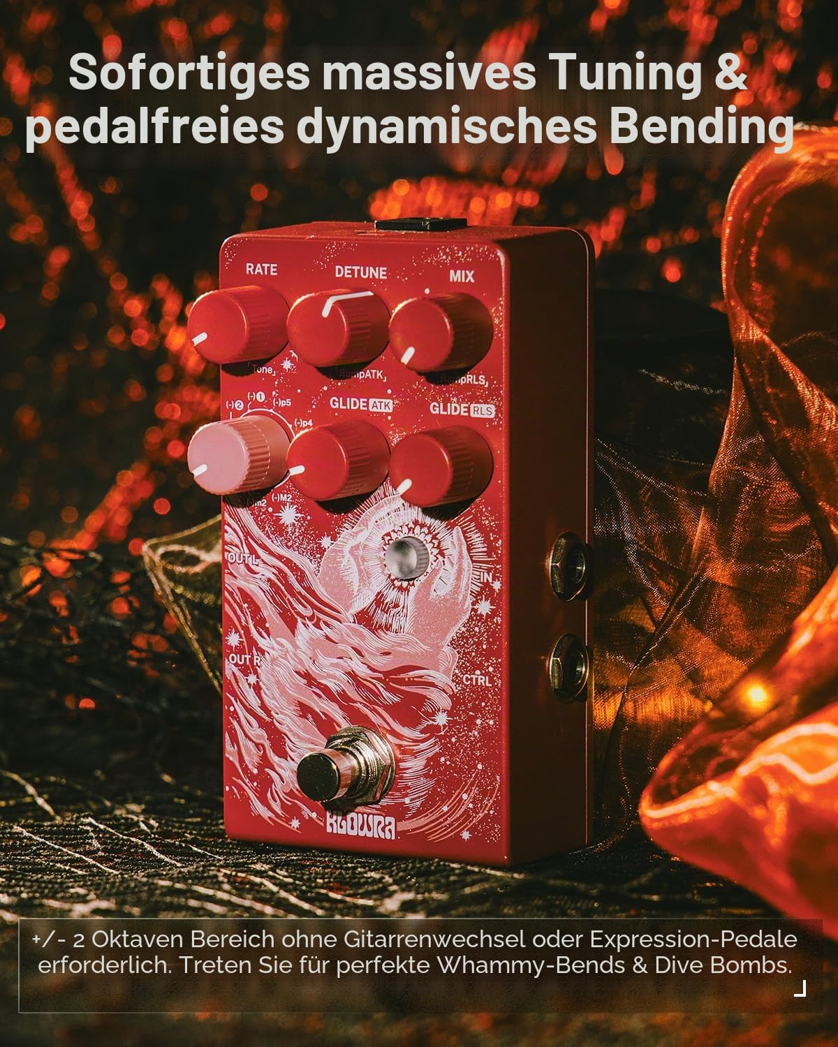 Vein Pitch Shifter Gitarrenpedal für E-Gitarre – Polyphones Pitch-Shifting mit 17 Shift-Drop-Typen, mikrotonales True Stereo, massive Detune-Reichweite, präziseres Tracking, CTRL-Steuerung