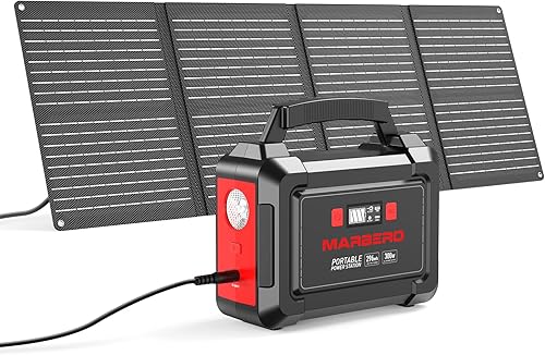Vista 8 de MARBERO Generador solar de 296 Wh con panel solar incluido, estación de energía portátil de 300 W con juego de paneles plegables de 60 W, banco
