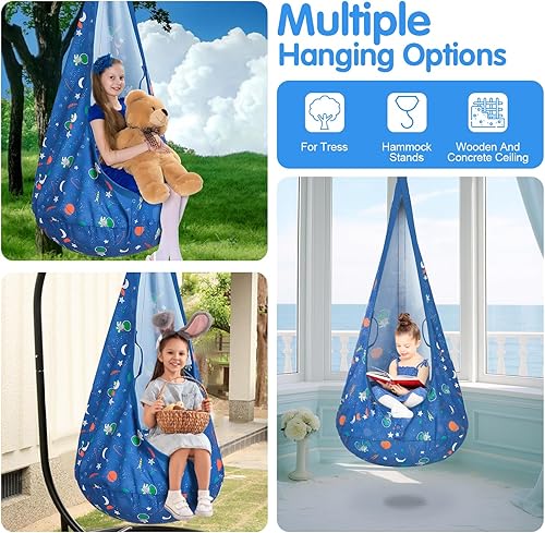 Miniatura 4 de Columpio sensorial, columpio para niños pequeños, hamaca colgante con almohada inflable y correas ajustables para interiores y exteriores, soporta