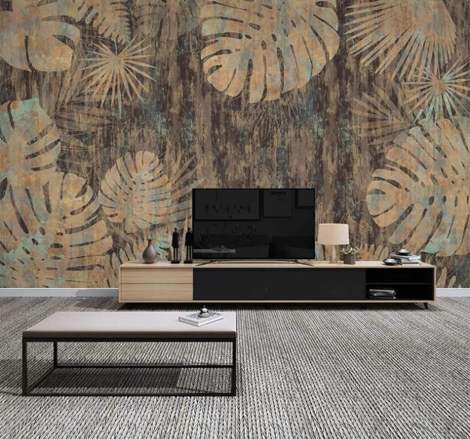 XLMING Abstract Retro Hand Drawn Plants Leaves 3D Wallpaper Luxury Home Dining Decor Paste Sofa Living Room The Wall for Bedroom Mural-200cm×140cm