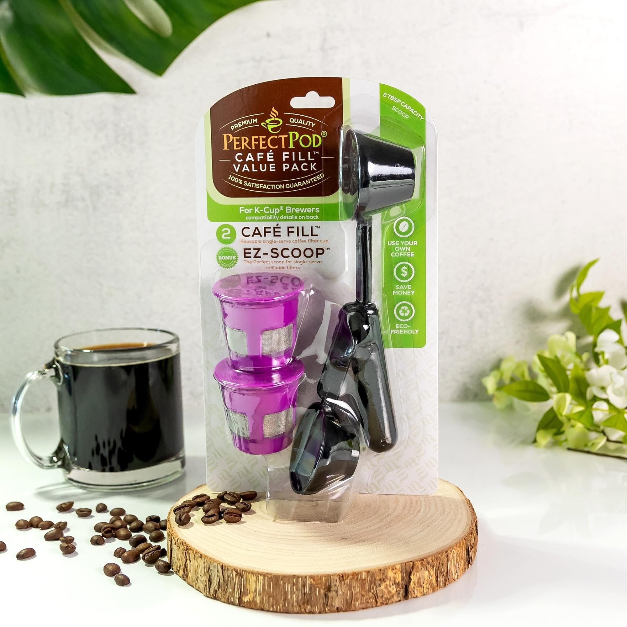 Perfect Pod - Paquete ahorro de cápsulas para rellenar café, con filtro reutilizables cafetera K Cup y pala compatibles cafeteras una sola taza Keurig K-Duo, K-Mini, 1.0, 2.0, serie Select