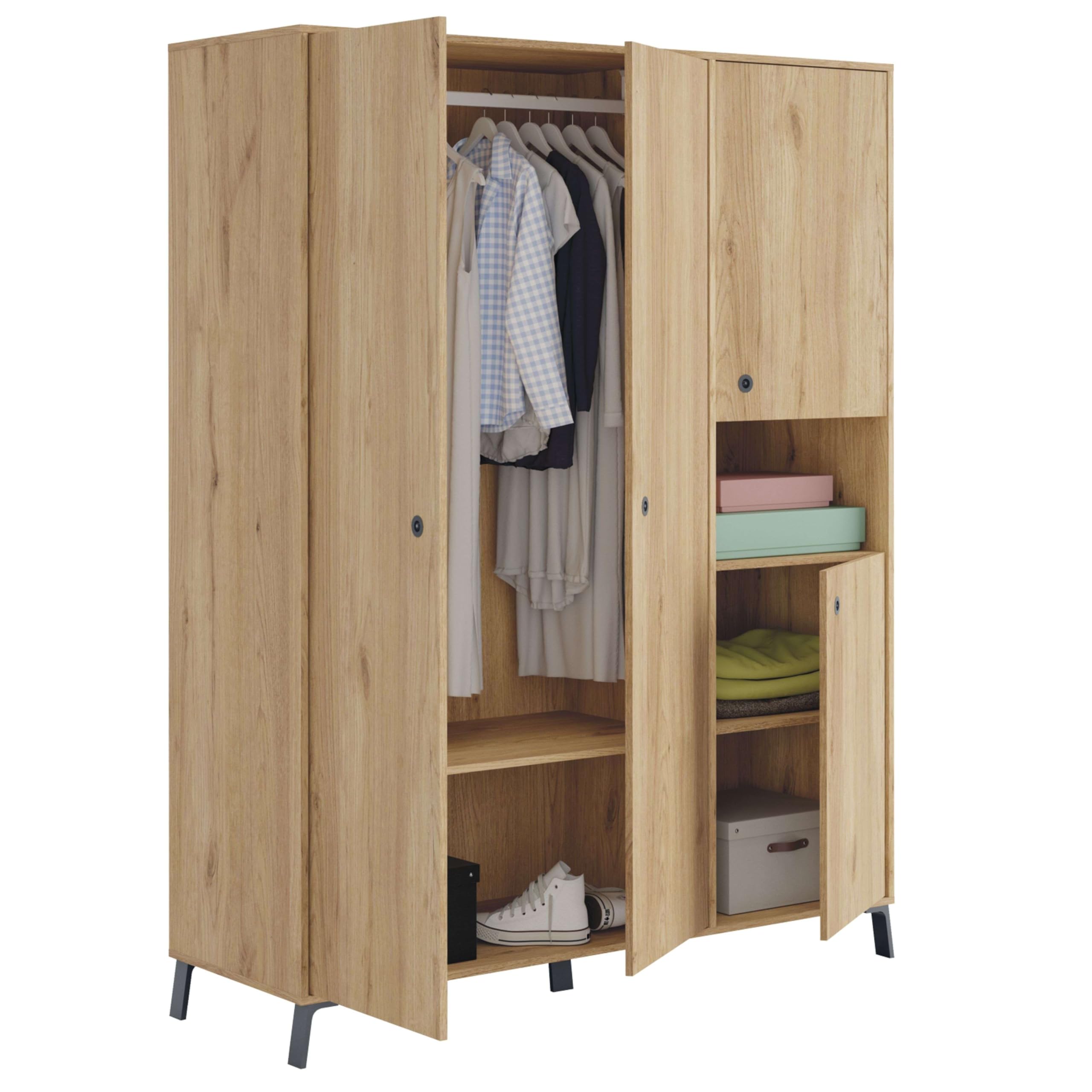 Miroytengo Dormitorio Camila Estilo Industrial Color Roble Gold y Negro Mate