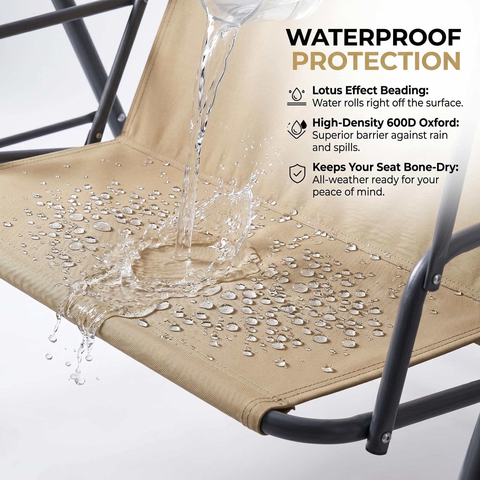 Ricambio Seduta Dondolo 2/3 Posti, Coprisedile per Dondolo Giardino Impermeabile, Telo di Ricambio Tessuto Oxford 600D Resistente e Antistrappo,caffè,85x(48+48) cm