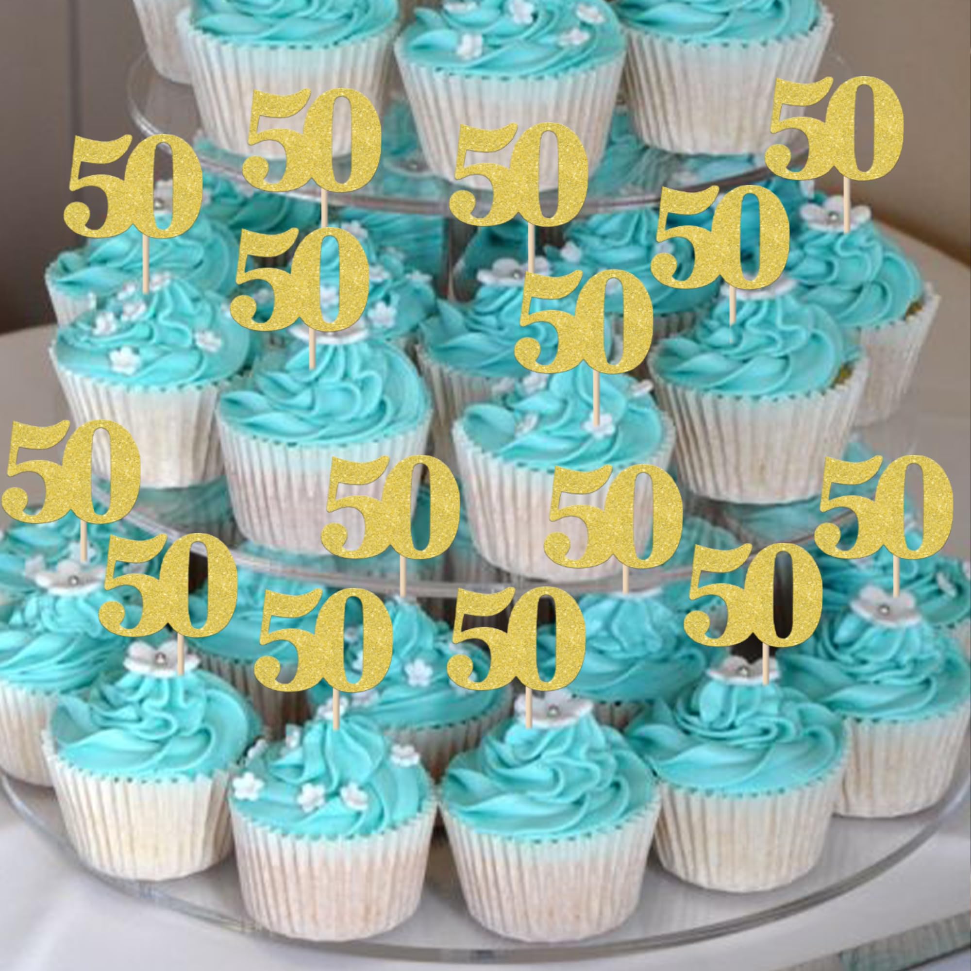12 Edible Cupcake Toppers – 50th Birthday 'WOW' – Precut Cake Decorations By AK Gifts