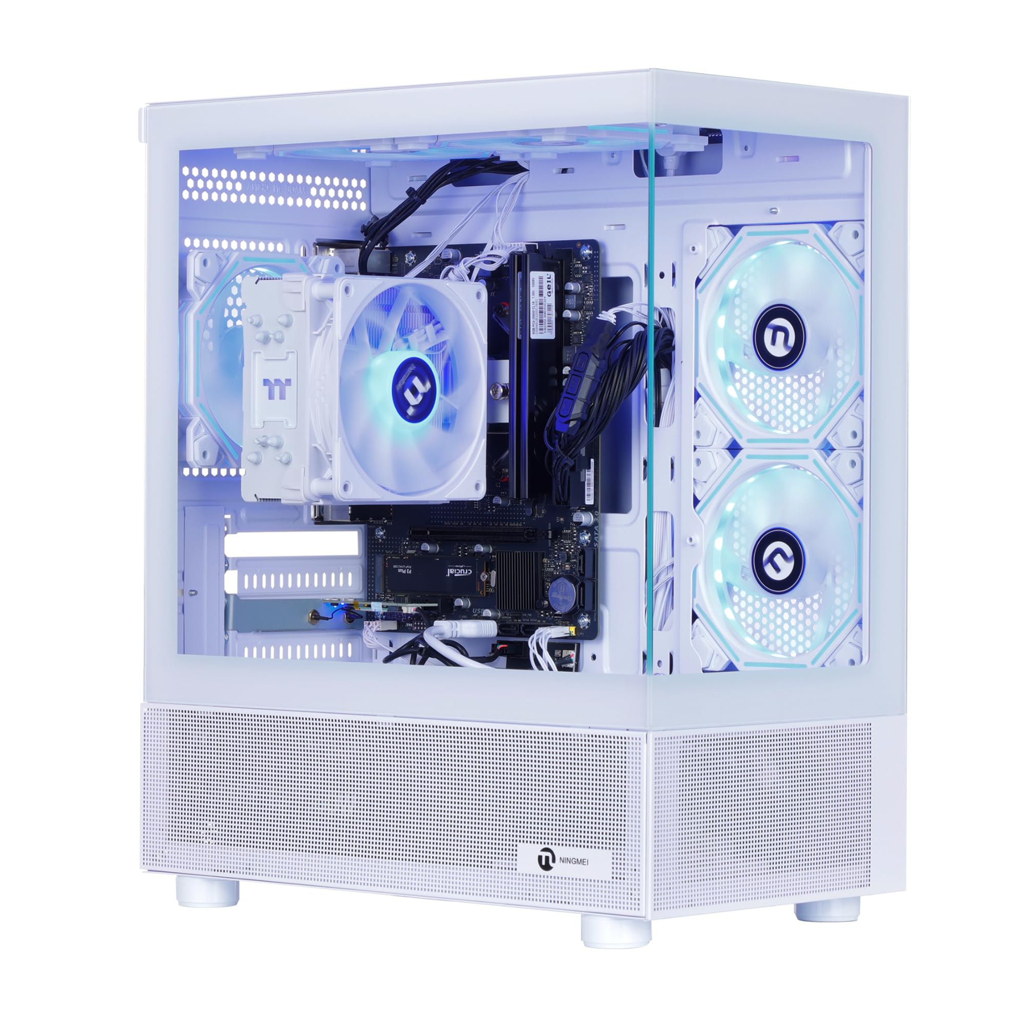 NINGMEI Leistungsstarker Gaming- & Produktivitäts-Desktop-PC mit AMD Ryzen 7 5700G, 16 GB DDR4-RAM, 1 TB NVMe-SSD, Windows 11 Home, Fertiger Tower für Gaming, Streaming und kreative Arbeiten