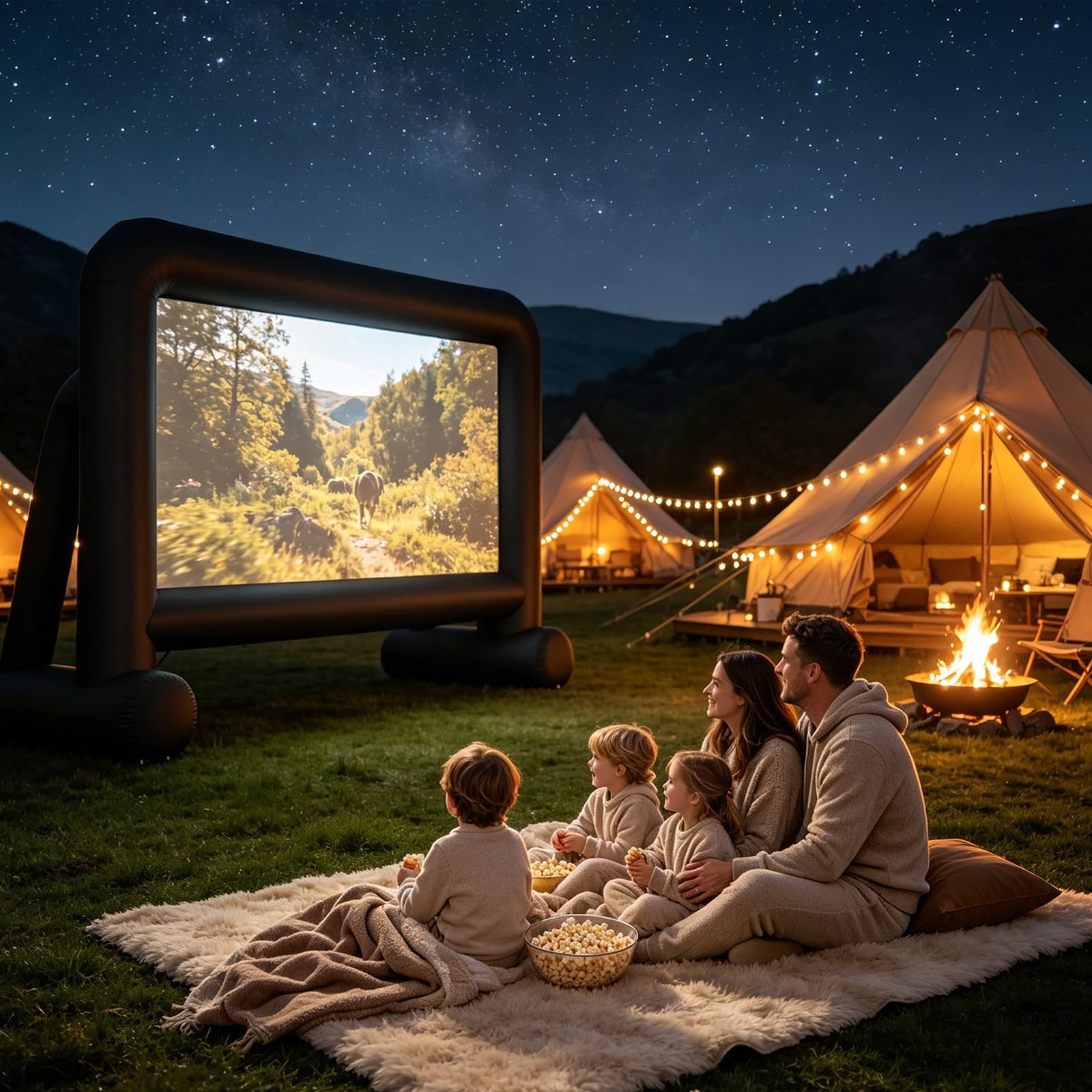 Schermo gonfiabile per proiettore, 4,9 m, portatile, per esterni, per feste in cortile, ideale per serate cinematografiche, eventi sportivi e home cinema