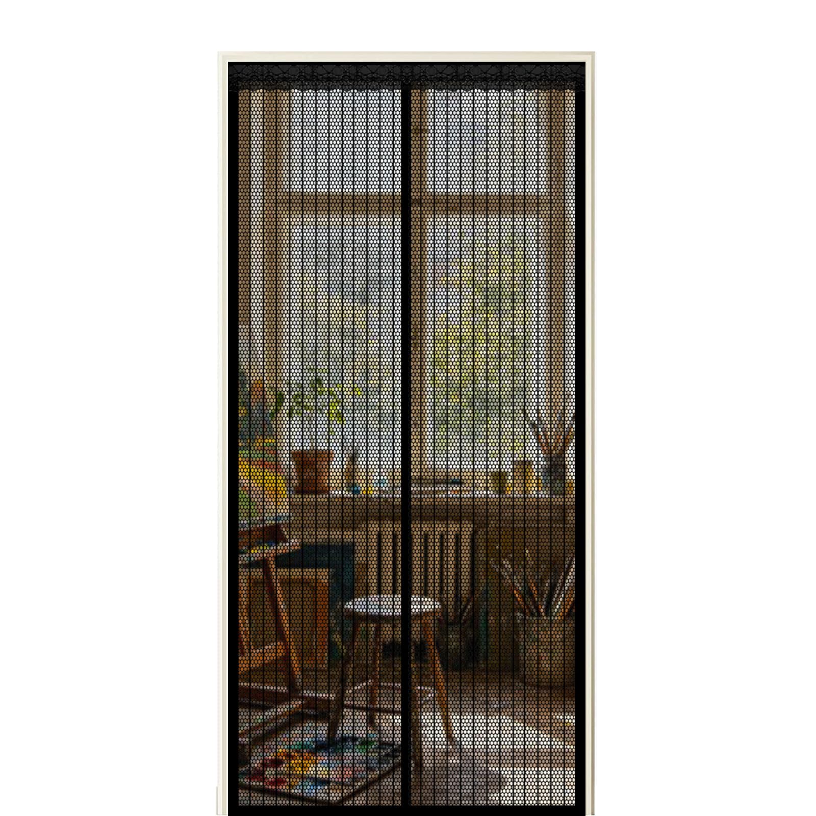 Xuehmin Black Fly Screen Door 75 X 260 Cm Self Sealing Powerful Magnets Heavy Duty Door Screen With Powerful Magnets & Full Frame Magic Tape Suitable For Patio Doors Balcony Bedroom,