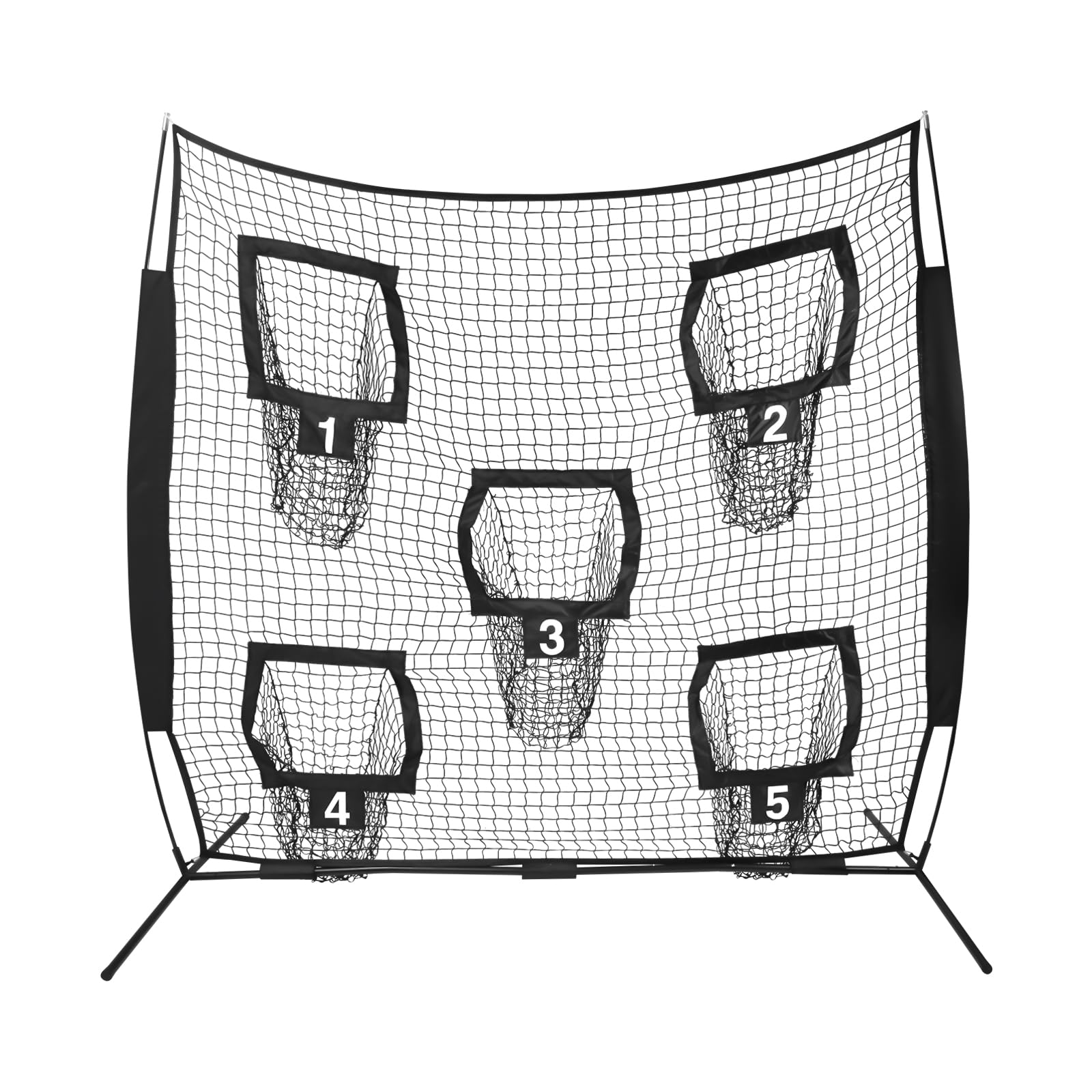 Filet de rugby - 2,13 x 2,13 m - Avec 5 poches cibles - Pour arrière-cours et parcs - Noir