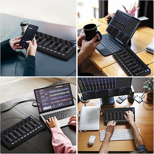 Miniatura 56 de M-VAVE Controlador de teclado MIDI USB de 25 teclas con 8 almohadillas retroiluminadas, teclado dinámico profesional semiponderado Bluetooth, 8 Rojo