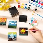 Supervitae 25 Pcs Mini Panneau magnétique de toile pour la peinture, 2,5x2.5 Inch Petits panneaux de toile avec carré d'aimant Mini L'art de carreaux minces DIY Cadeau d'artisanat pour écluse de réfrigérateur (noir)