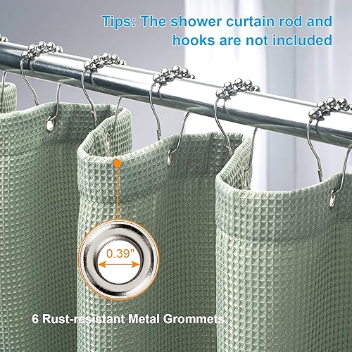 Vista 133 de AmazerBath - Cortina de baño con tejido de punto gofre, calidad hotelera, 60 x 72 pulgadas, blanco