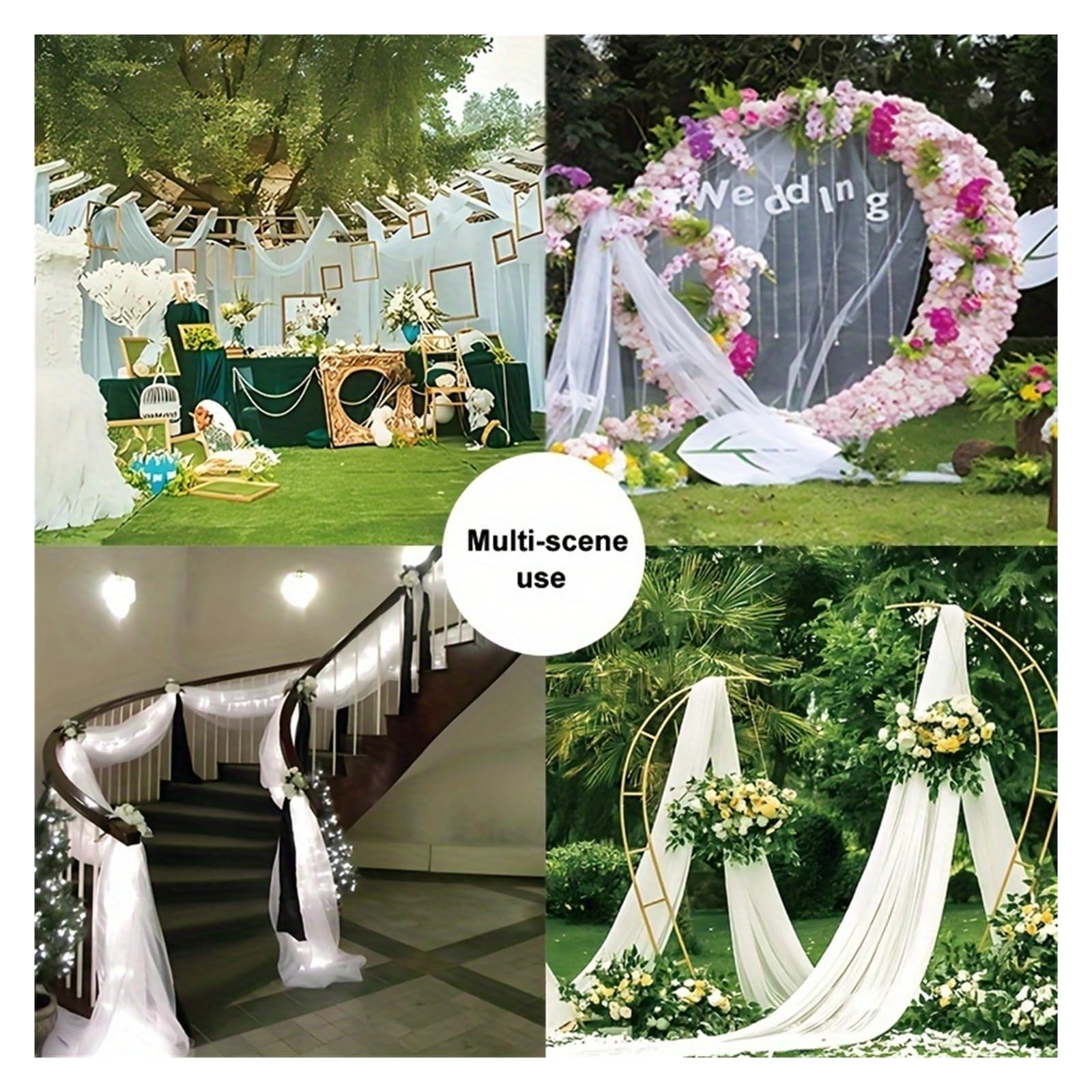 DeckenvorhäNge FüR Hochzeitsfeiern Stoffe for Deckenvorhänge, Hochzeitsdekoration, durchsichtiger Chiffon-Drapierstoff, Hochzeitszeremonie, Empfangshallen, Dekorationen(Beige,75x1000CM)