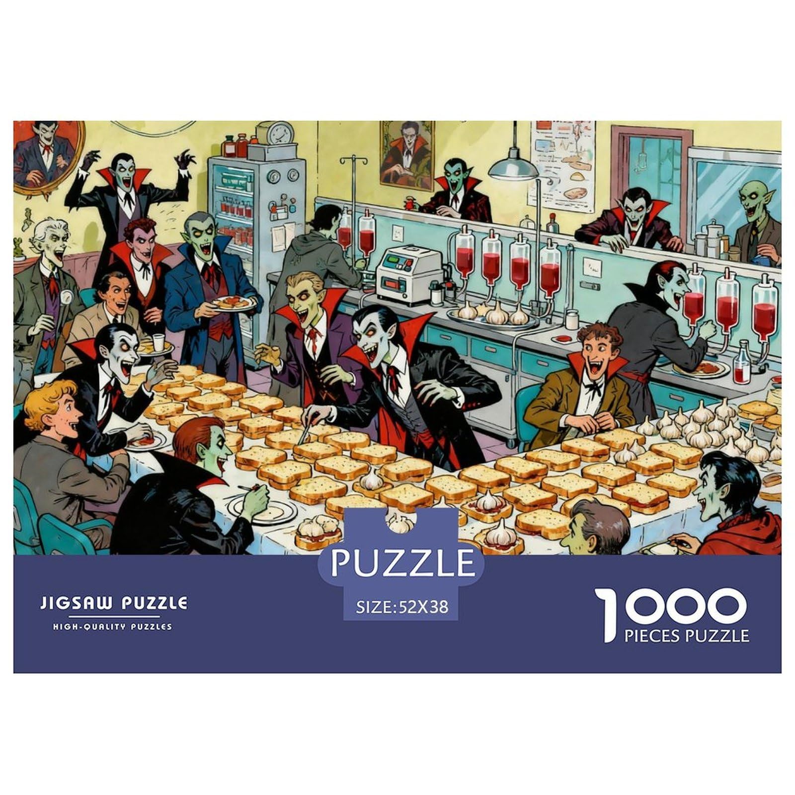 Vampire Blood Bank Wooden Jigsaw Puzzle Waterproof 1000 Piece Puzzles for Adults Gifts Fun Challenging Games