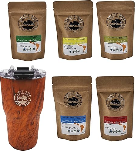 Las Americas - Vaso de café aislado con caja de regalo con café orgánico gourmet en grano de tostado medio con los mejores granos de México,