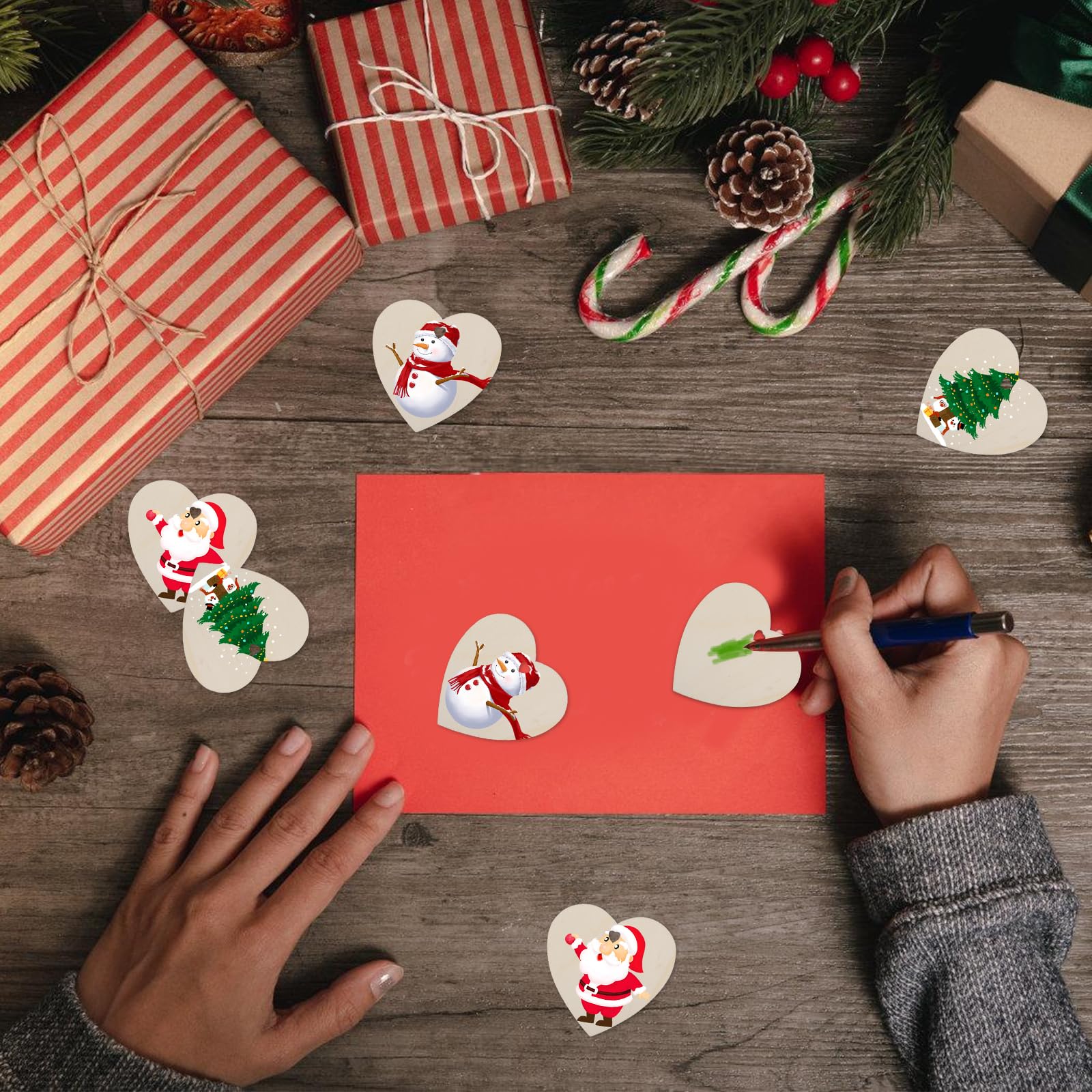 Lifreer 30PCS Wooden Christmas Baubles Christmas Wooden Ornaments Wood Slices Christmas Tree Hanging Decorations for Xmas Decoration DIY Crafts… - Image 3
