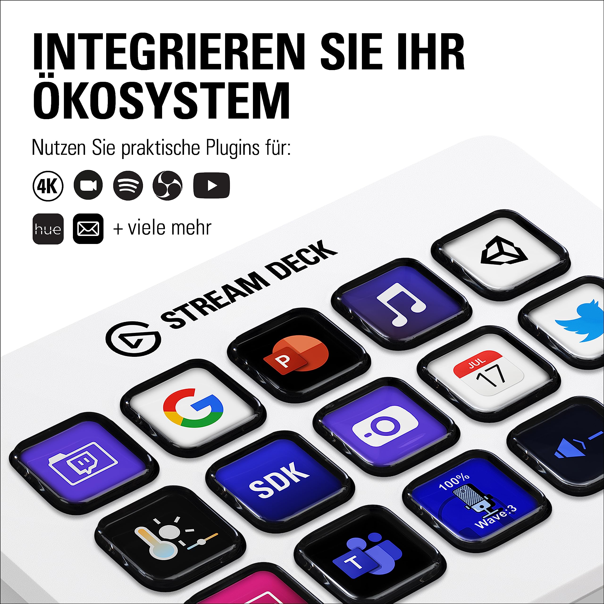 Elgato Stream Deck MK.2 White - Studio Controller, 15 Macro Keys 