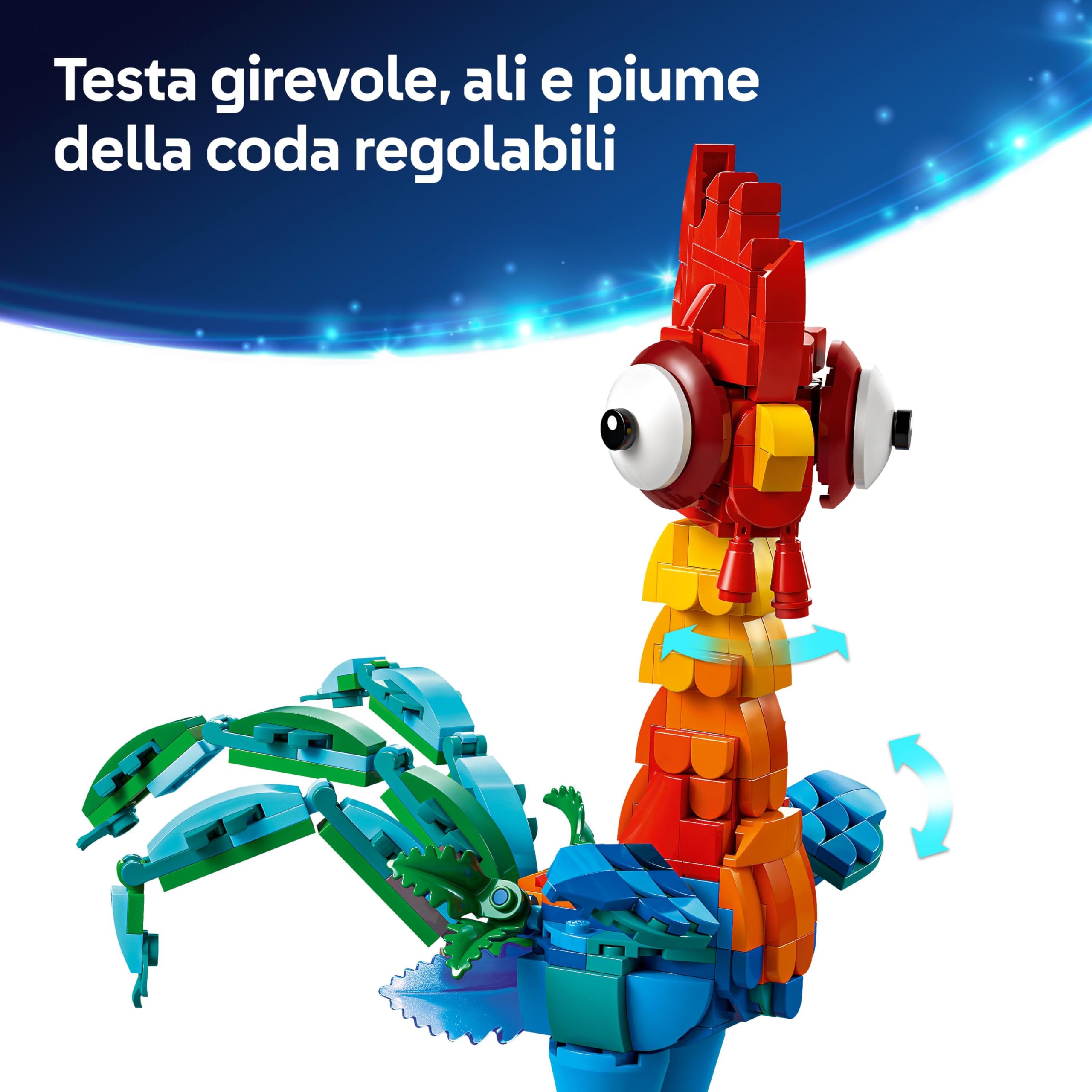 LEGO ǀ Disney Oceania 2 Heihei Giocattolo da Costruire - Gioco con Animale da Esposizione con Supporto, Testa Girevole, Ali, Piume e Coda Mobili - Regalo di Compleanno per Bambine da 9 Anni - 43272