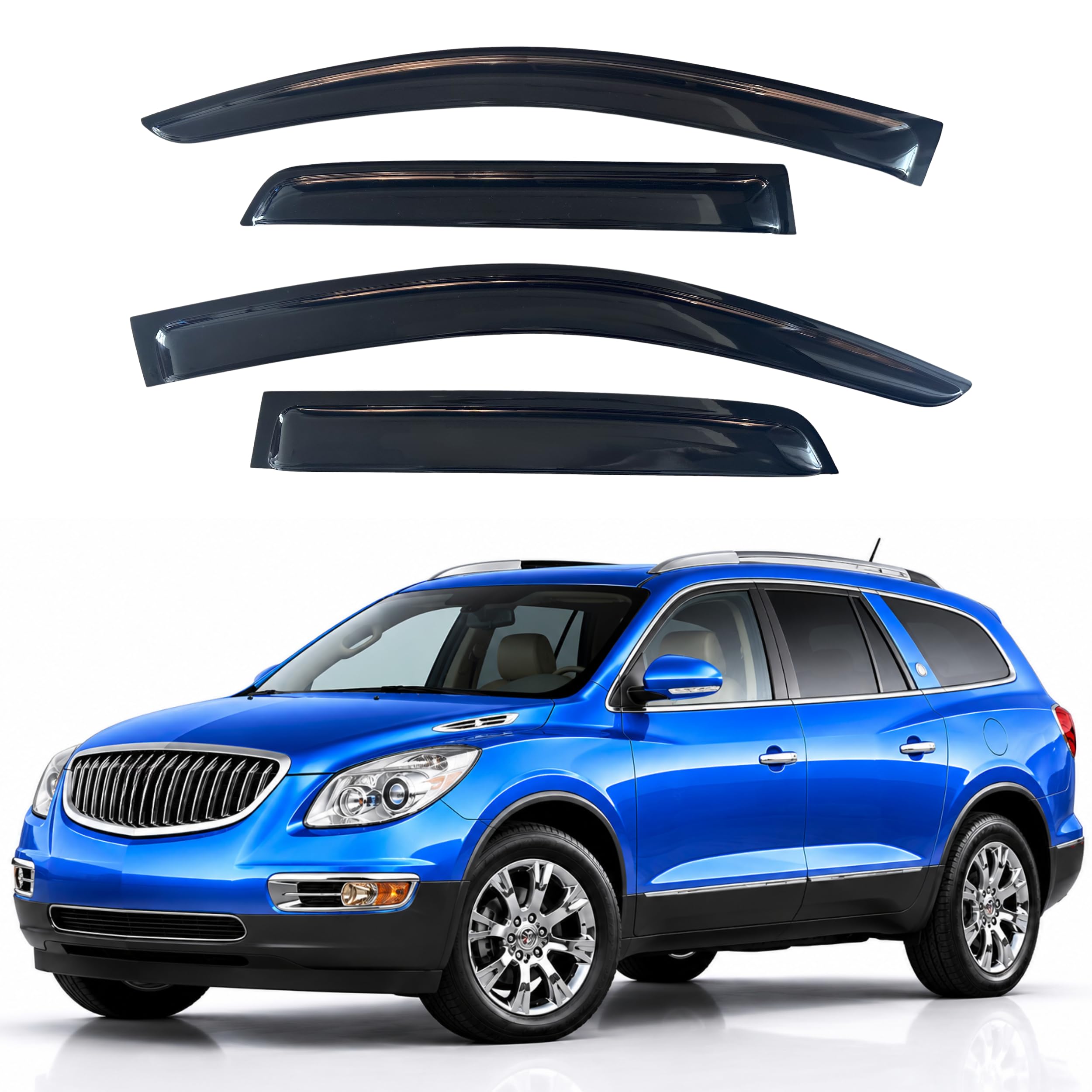 IG Window Visors Fit for 2008-2017 Buick Enclave, Out-Channel Rain Guards Vent Wind Deflectors 4PC, Car Accessories for 08-17 Enclave