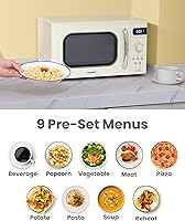 Vista 3 de COMFEE' Horno de microondas pequeño retro con tamaño compacto, 9 menús preestablecidos, plato giratorio con memoria de posición, función