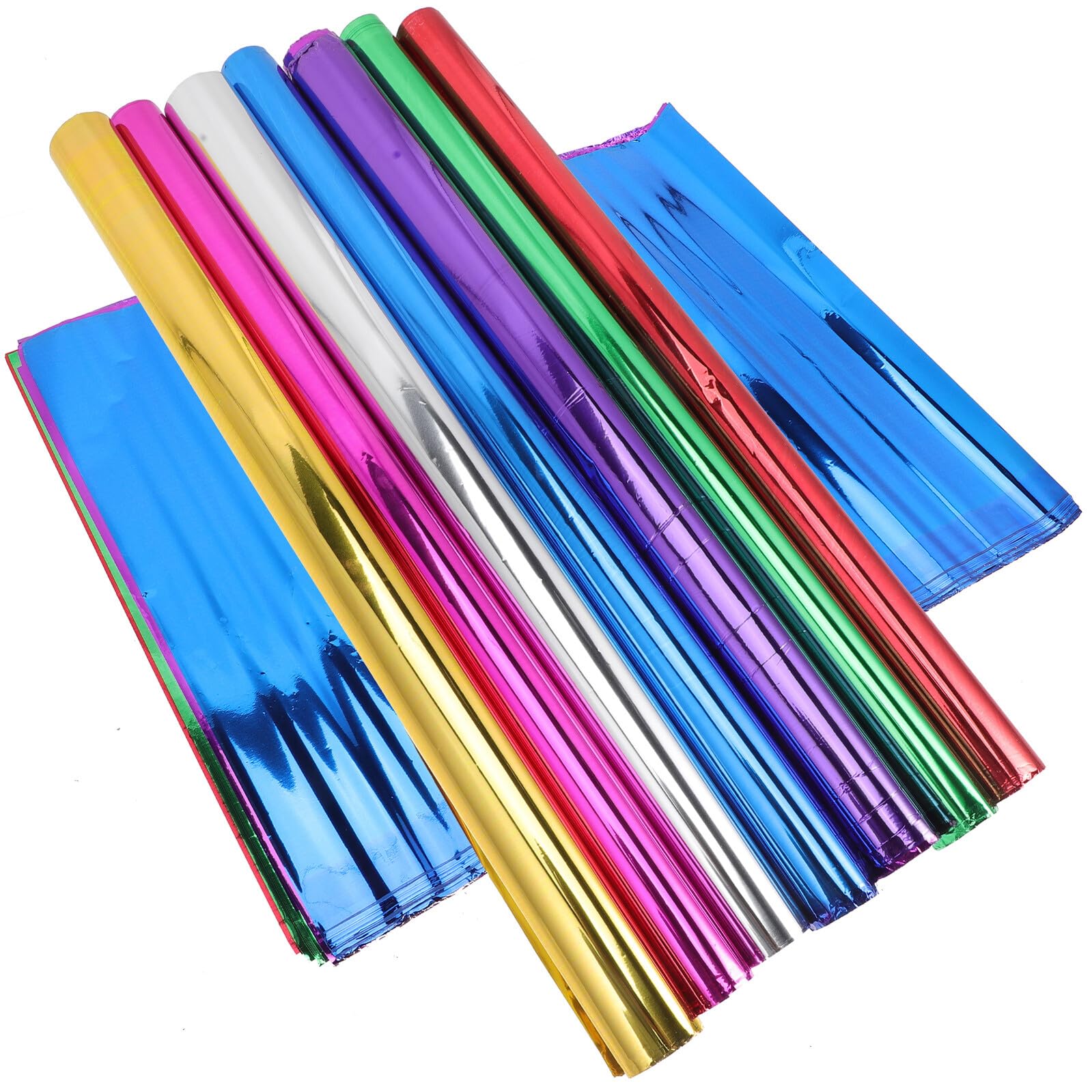 HOMSFOU Geschenkpapier 70 Blatt Buntes Bastelpapier Glanzbeschichtet Leichtes Verpackungspapier für Geburtstags und Festgeschenke 7 Farben Satz für Kreative Geschenkverpackung