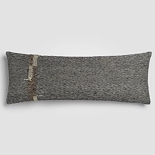 Crane Home Geo Stripe Lumbar Pillow, Black & Off-White Geo Stripe Decorative Throw Pillow with Insert, Handwoven Cotton, L... Price In India