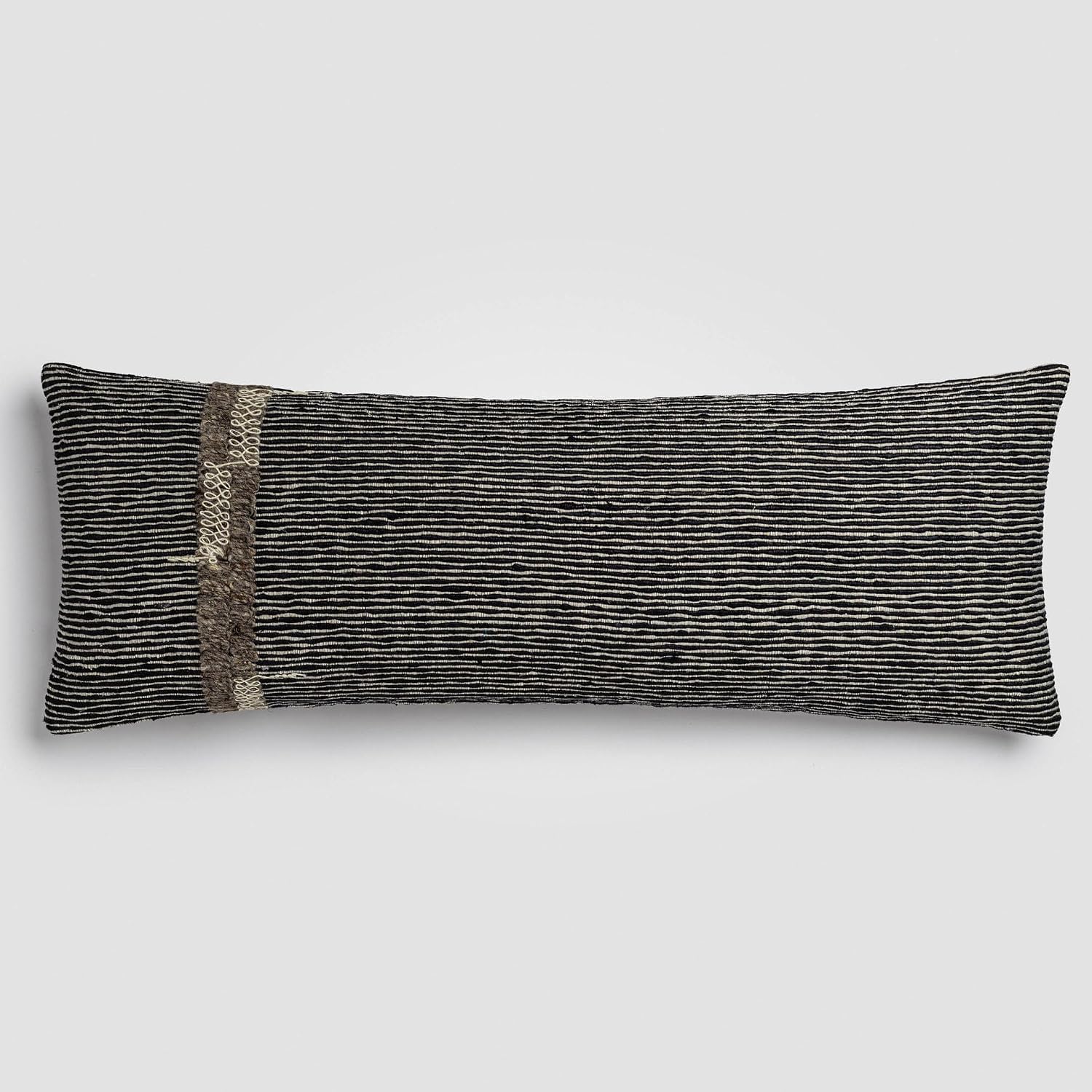 Crane Home Geo Stripe Lumbar Pillow, Black & Off-White Geo Stripe Decorative Throw Pillow with Insert, Handwoven Cotton, L...