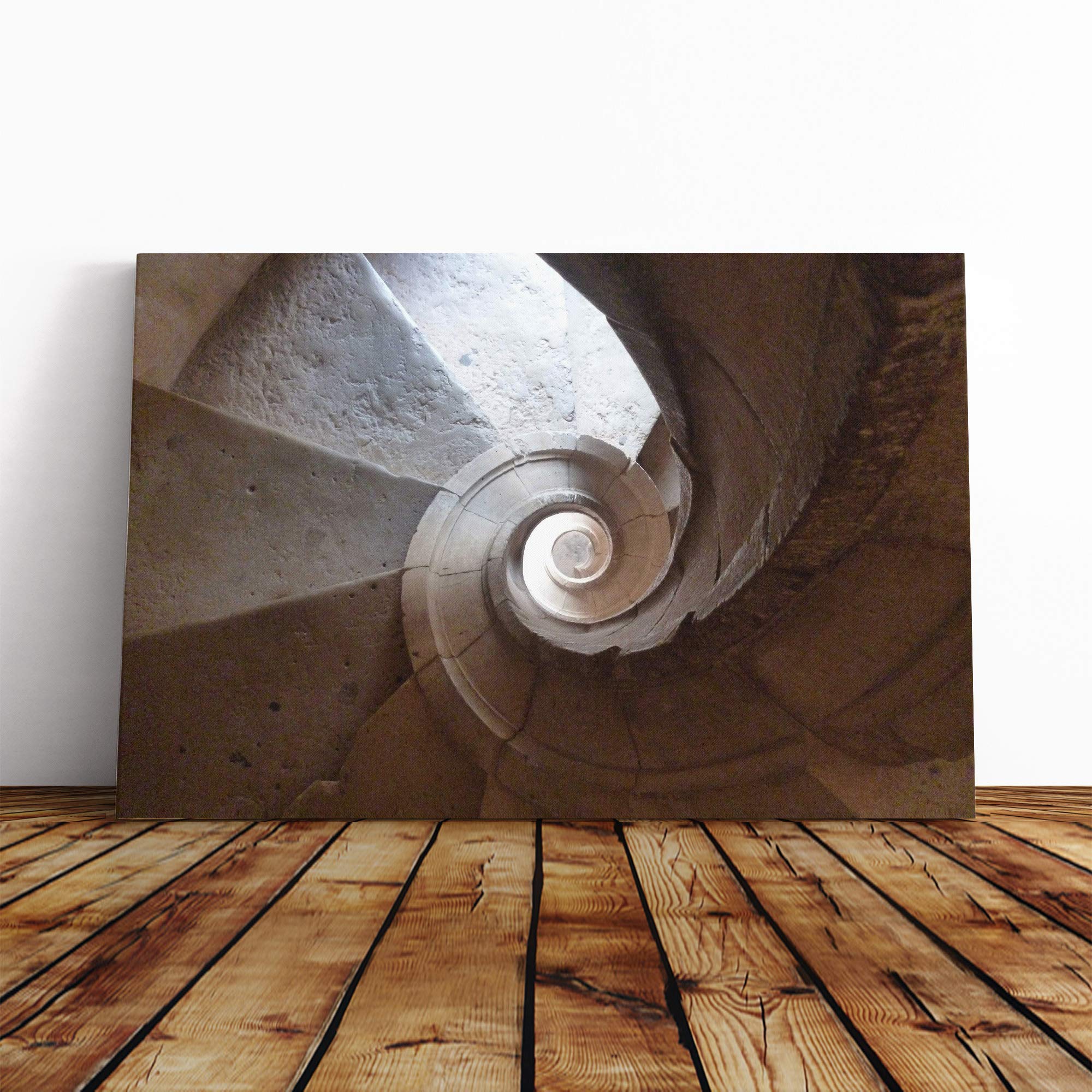 Architecture Spiral Staircase Canvas Print | Gallery Wrapped 30mm Frame Wall Art | 24x16 inches | Ready to Hang | Modern Cityscape Picture | Living Room Bedroom Lounge Office