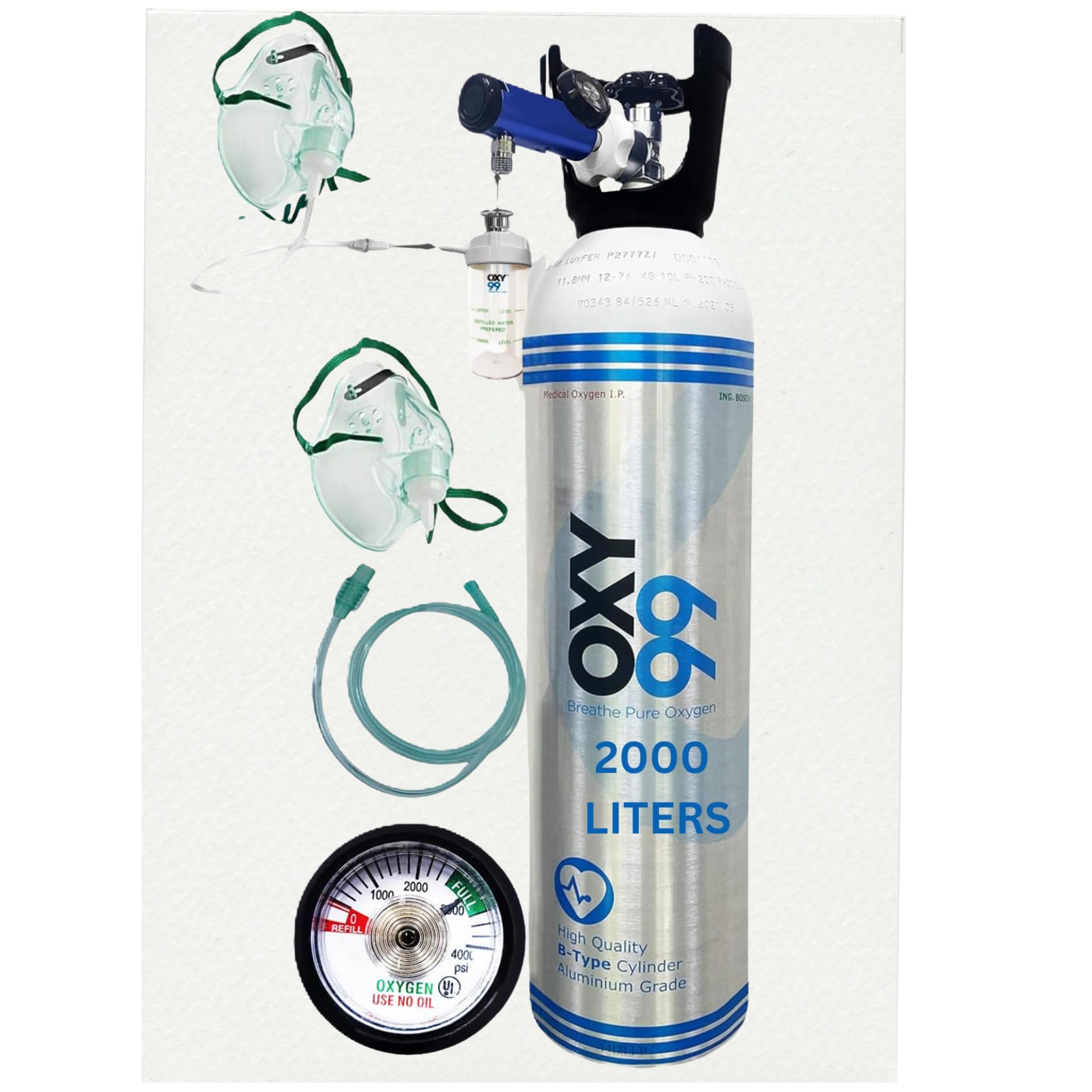 OXY99 Big Oxygen Cylinder 2000 Liters for Home, Approved B Type Portable Oxygen Can, Oxygen Canister for Medical Use, Oxygen Cylinder for Travelling & Industrial Use, Refillable Can ING. BOSCHI ITALY-image-45