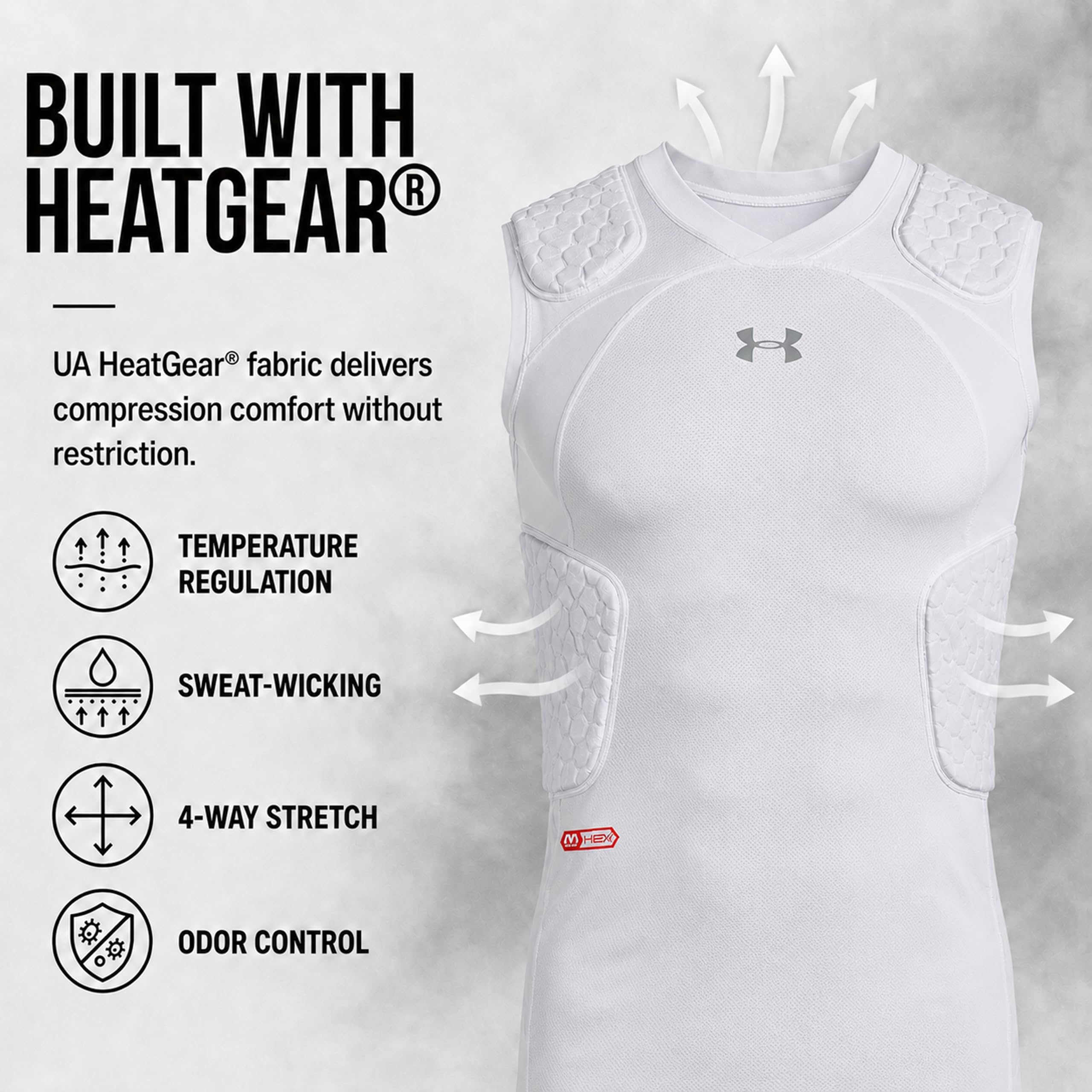 Under Armour Gameday Pro - Camiseta de fútbol de 5 Almohadillas, cómoda compresión y protección para la práctica y el día del Juego, para Hombres Adultos