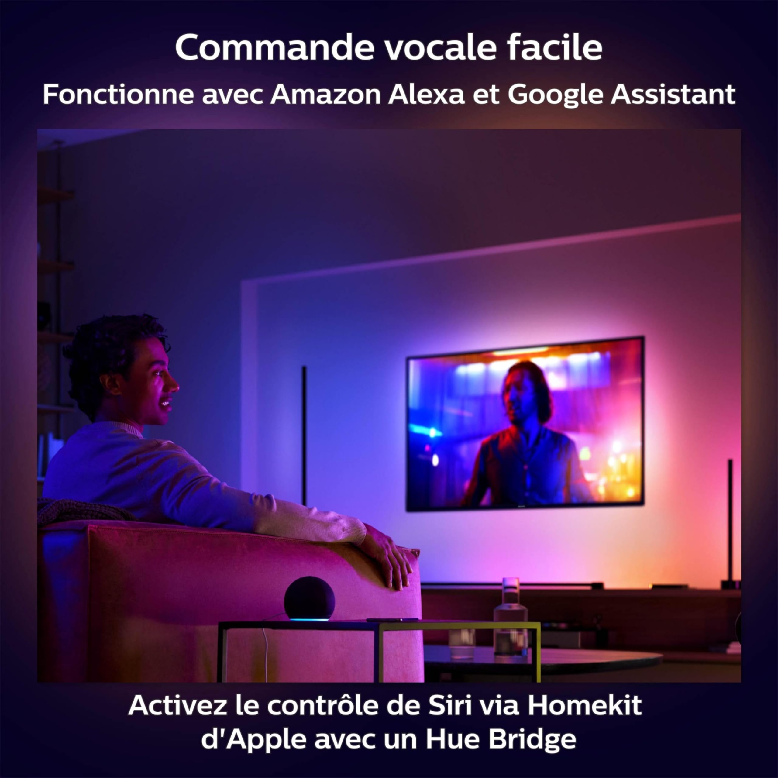 Philips Hue White and Color Ambiance Gradient Signe Noir Lampe sur pied Bluetooth Compatible Alexa Google Assistant Apple Homekit